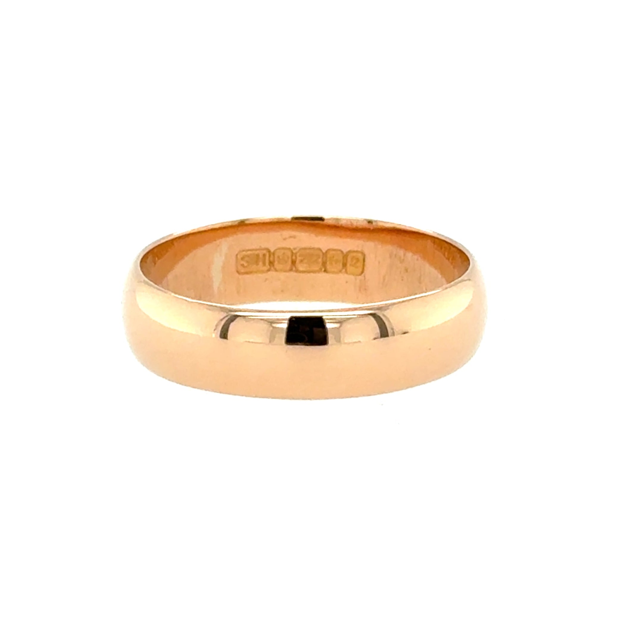Late Victorian 22ct Gold 5mm Antique Wedding Band Size Q 1/2