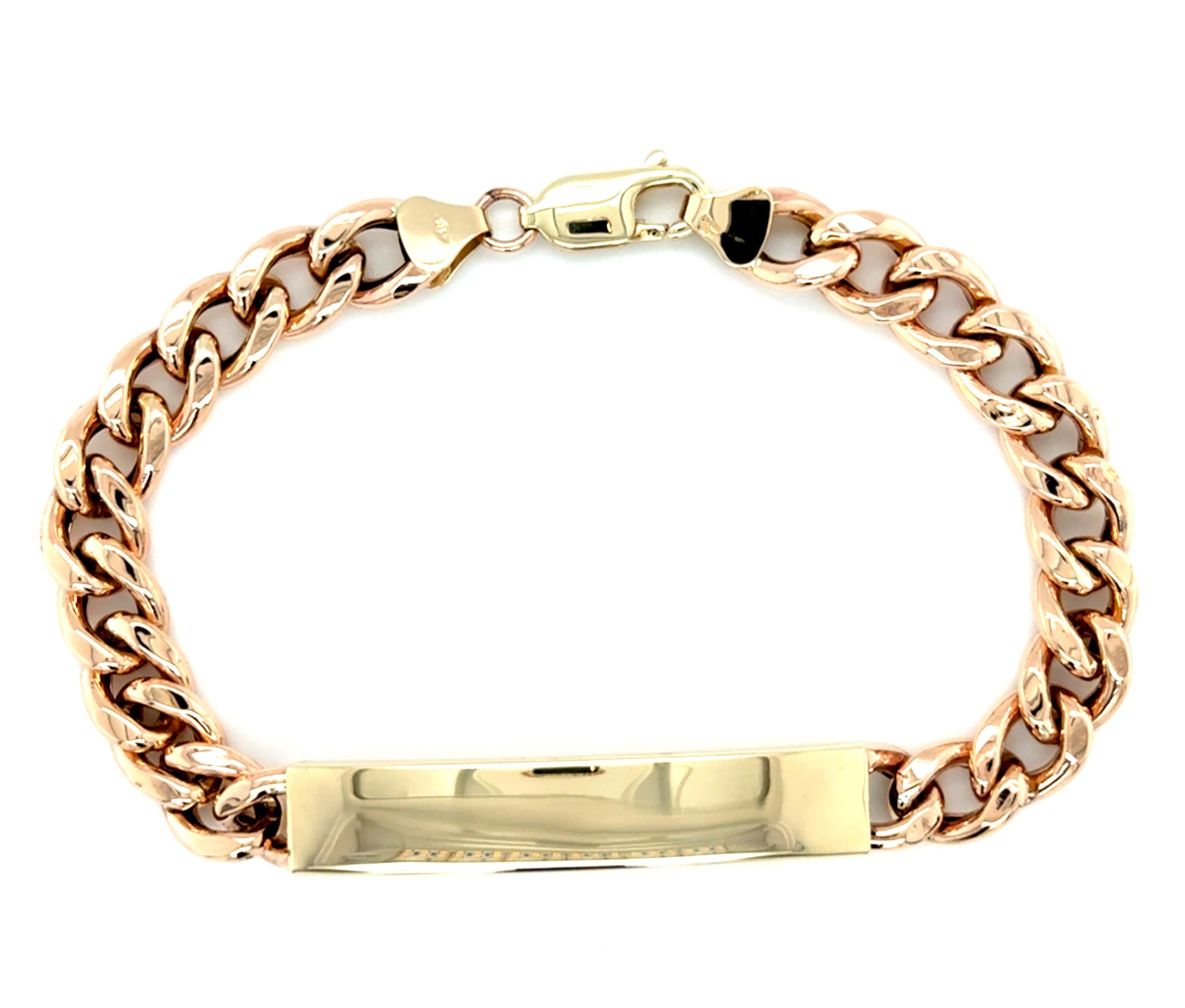 9ct Yellow Gold Hollow 7.5 Inch Identity Bracelet - 8.82g