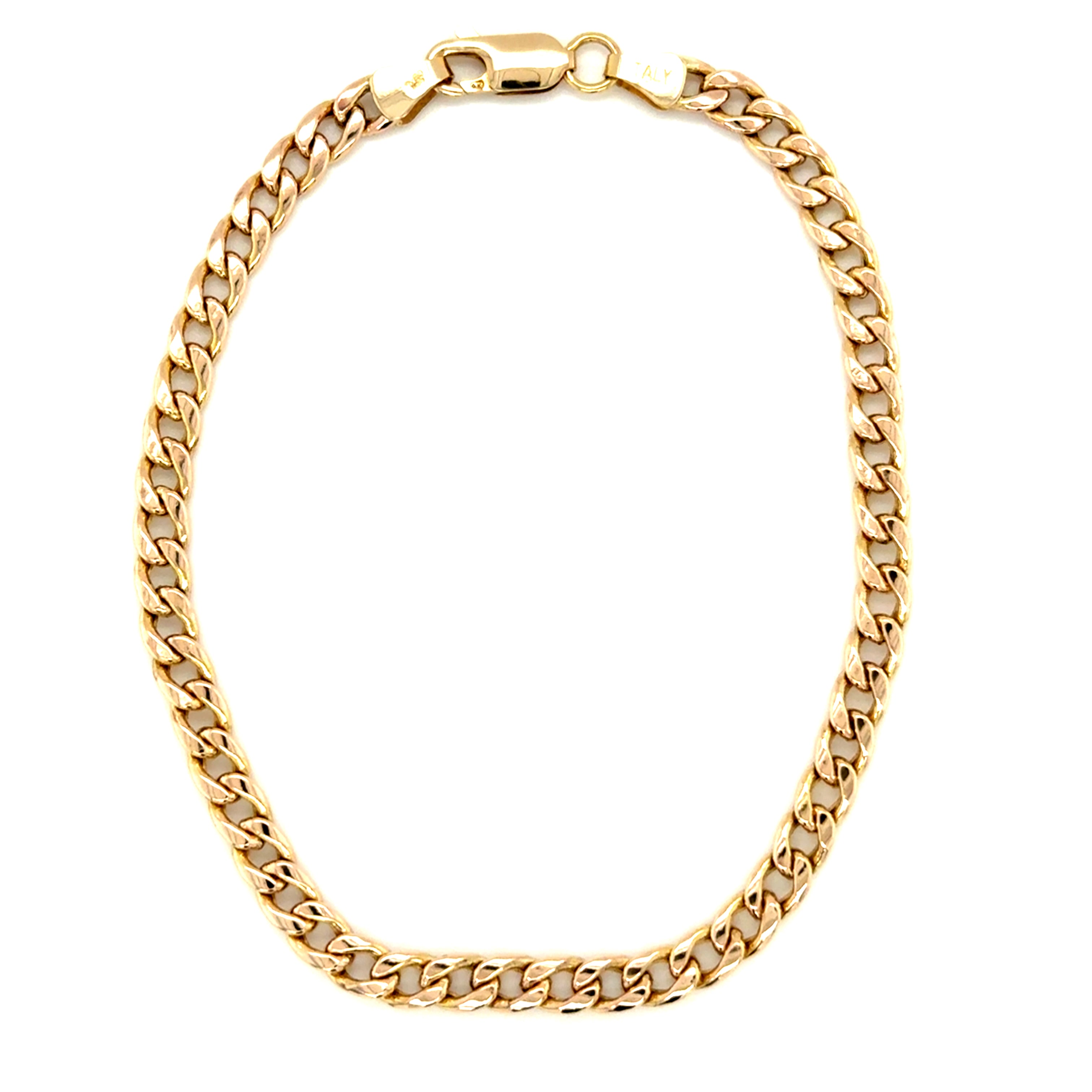 9ct Yellow Gold 8 Inch Hollow Curb Link Bracelet - 3.86g