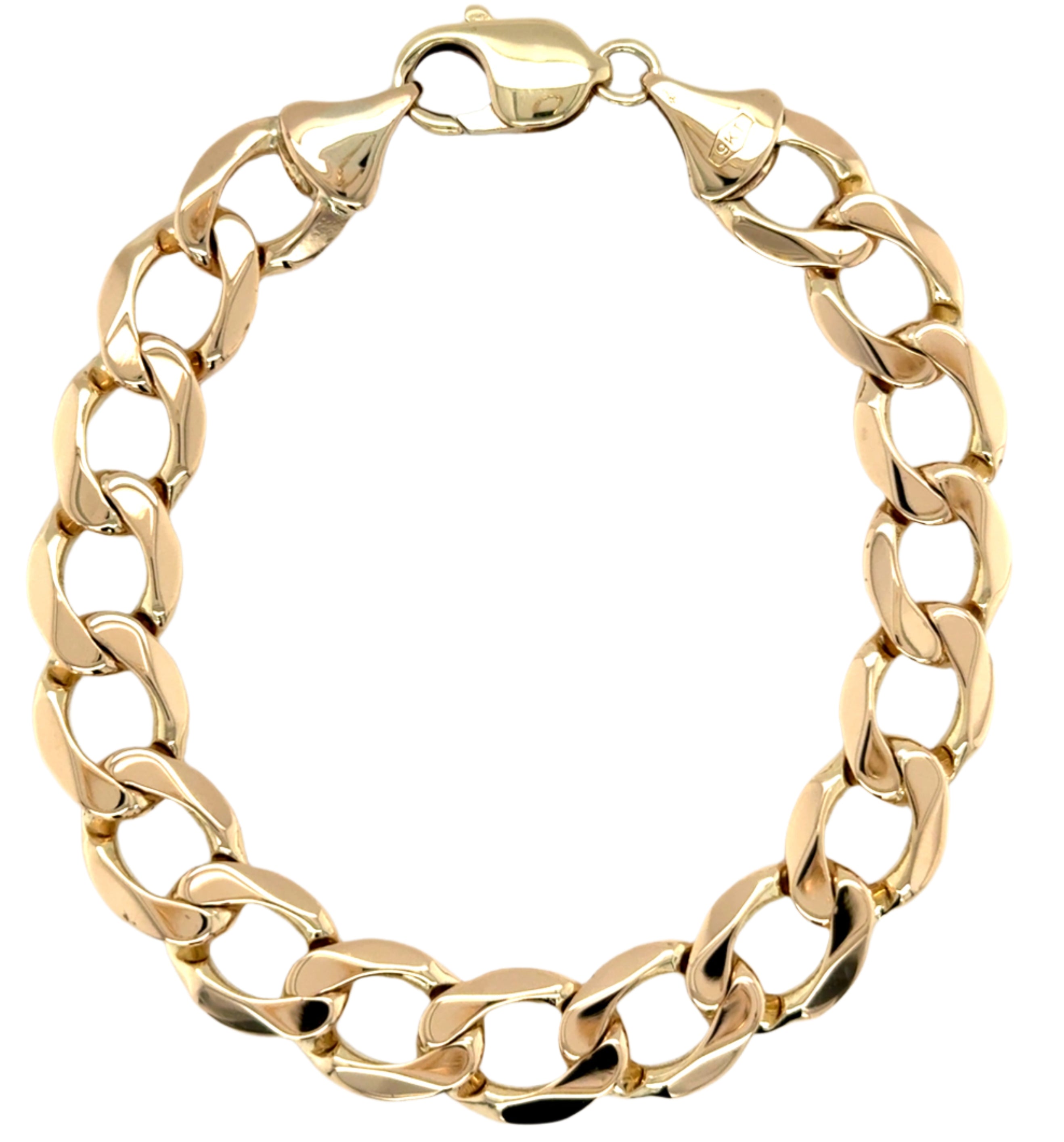 9ct Yellow Gold 8.5 Inch Classic Curb Link Bracelet - 25.85g