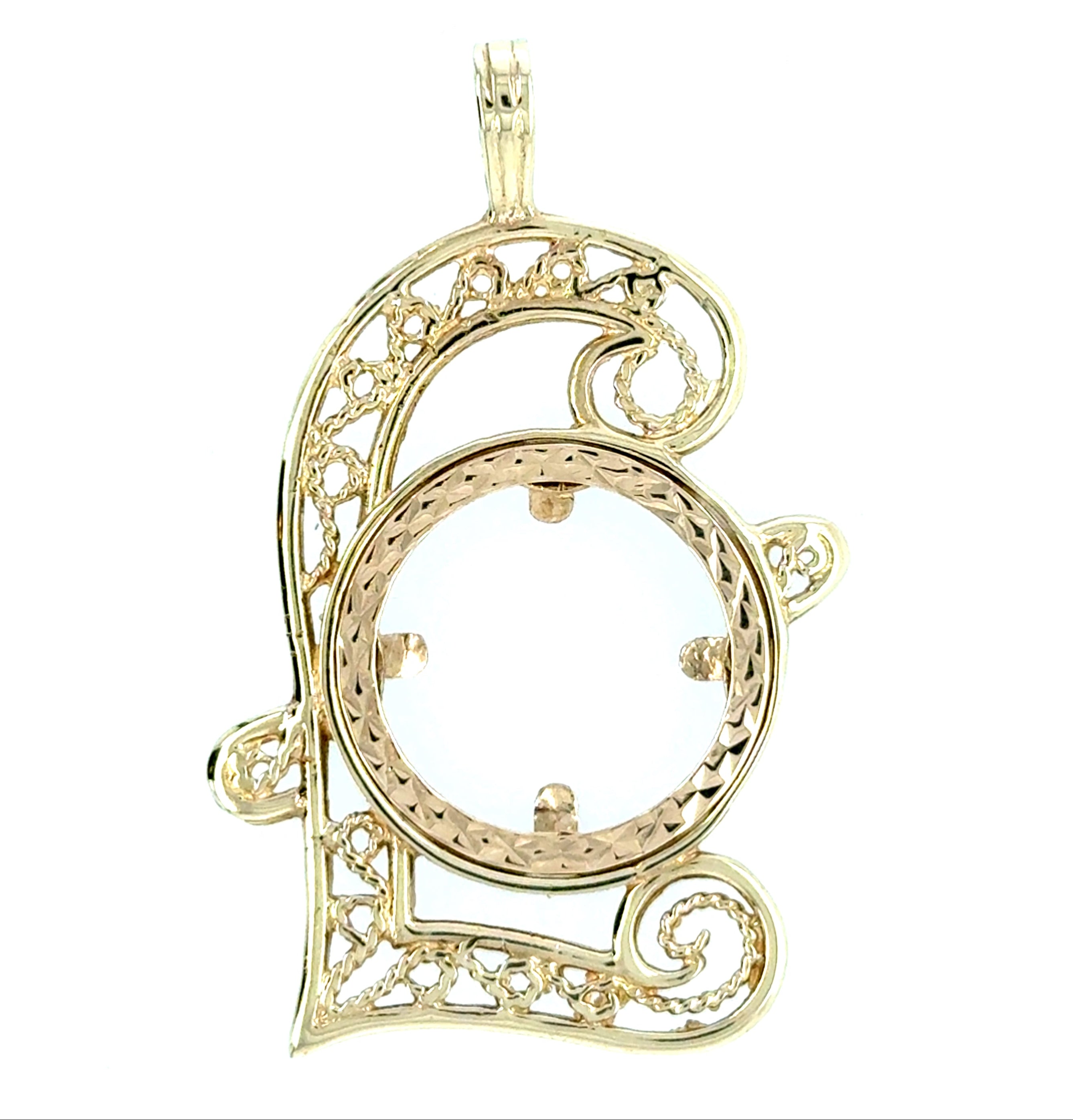 9ct Yellow Gold Half Sovereign Pound Sign Pendant Mount