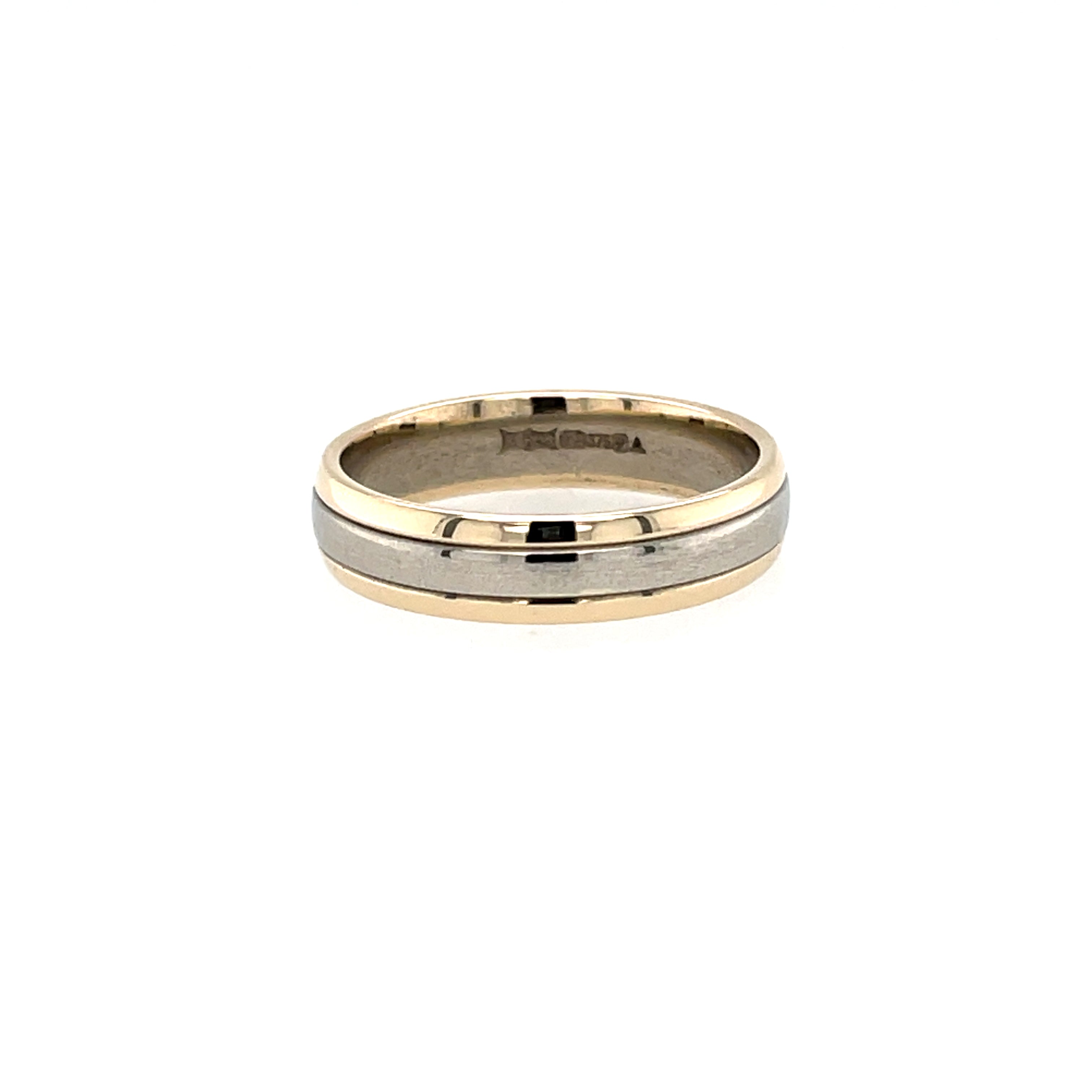 Berker Bros 9ct Yellow & White Gold 4mm D Shaped Wedding Band SOLD