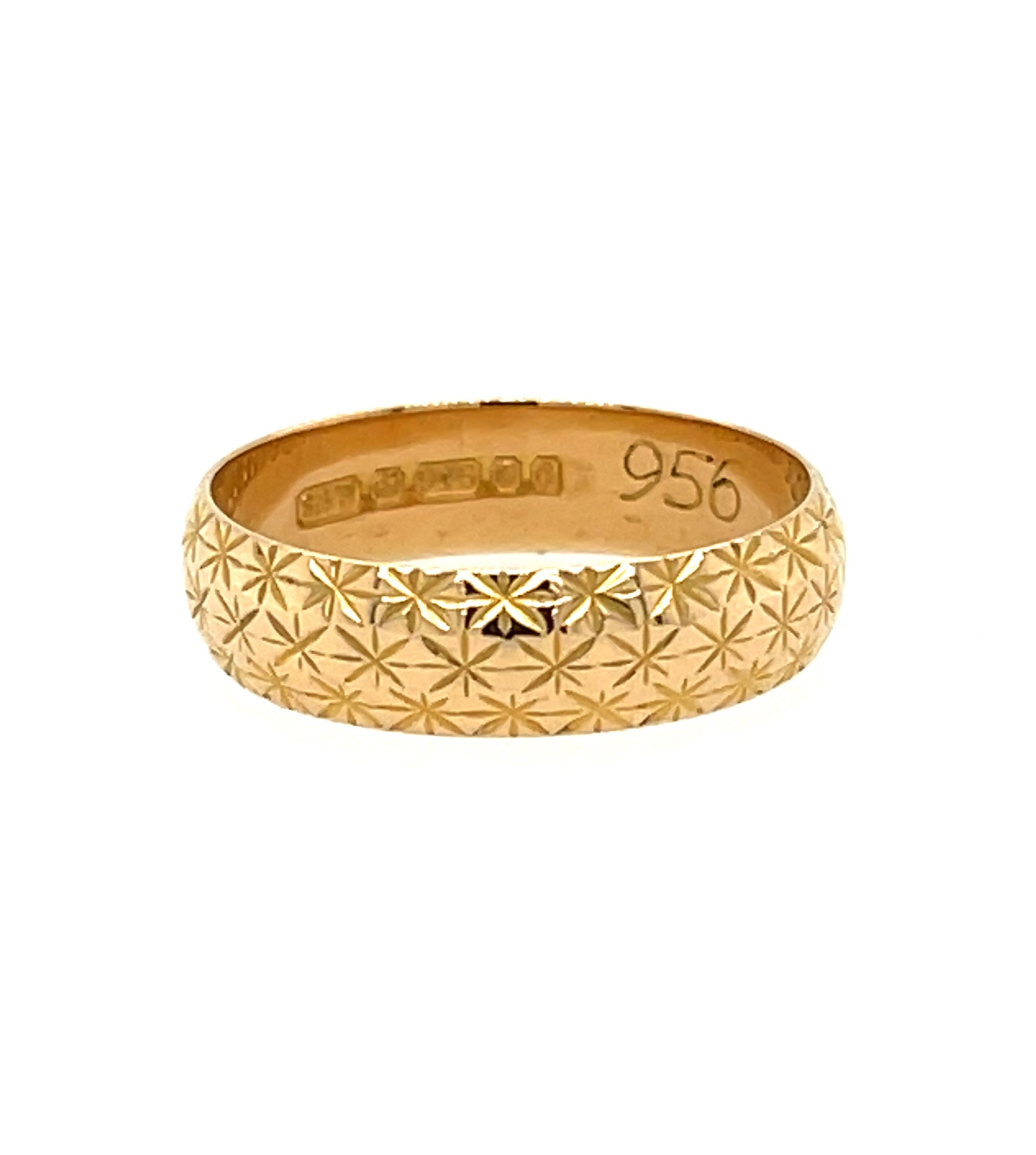 22ct Yellow Gold Patterned 5mm Wedding Band London 1977
