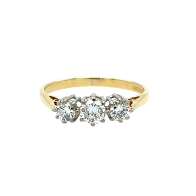 0.50ct Diamond Three Stone Ring 18ct Yellow Gold Birmingham 1987