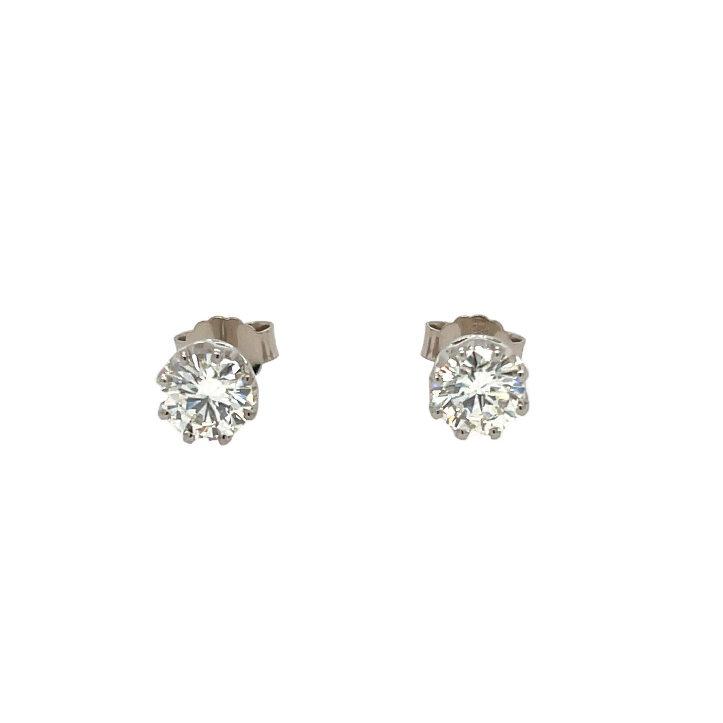 1.60ct Round Brilliant Cut Diamond Solitaire Stud Earrings 18ct White Gold