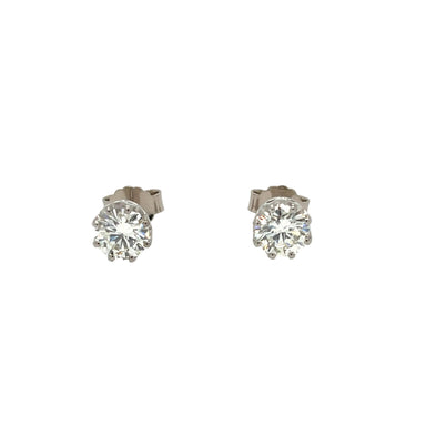 1.60ct Round Brilliant Cut Diamond Solitaire Stud Earrings 18ct White Gold