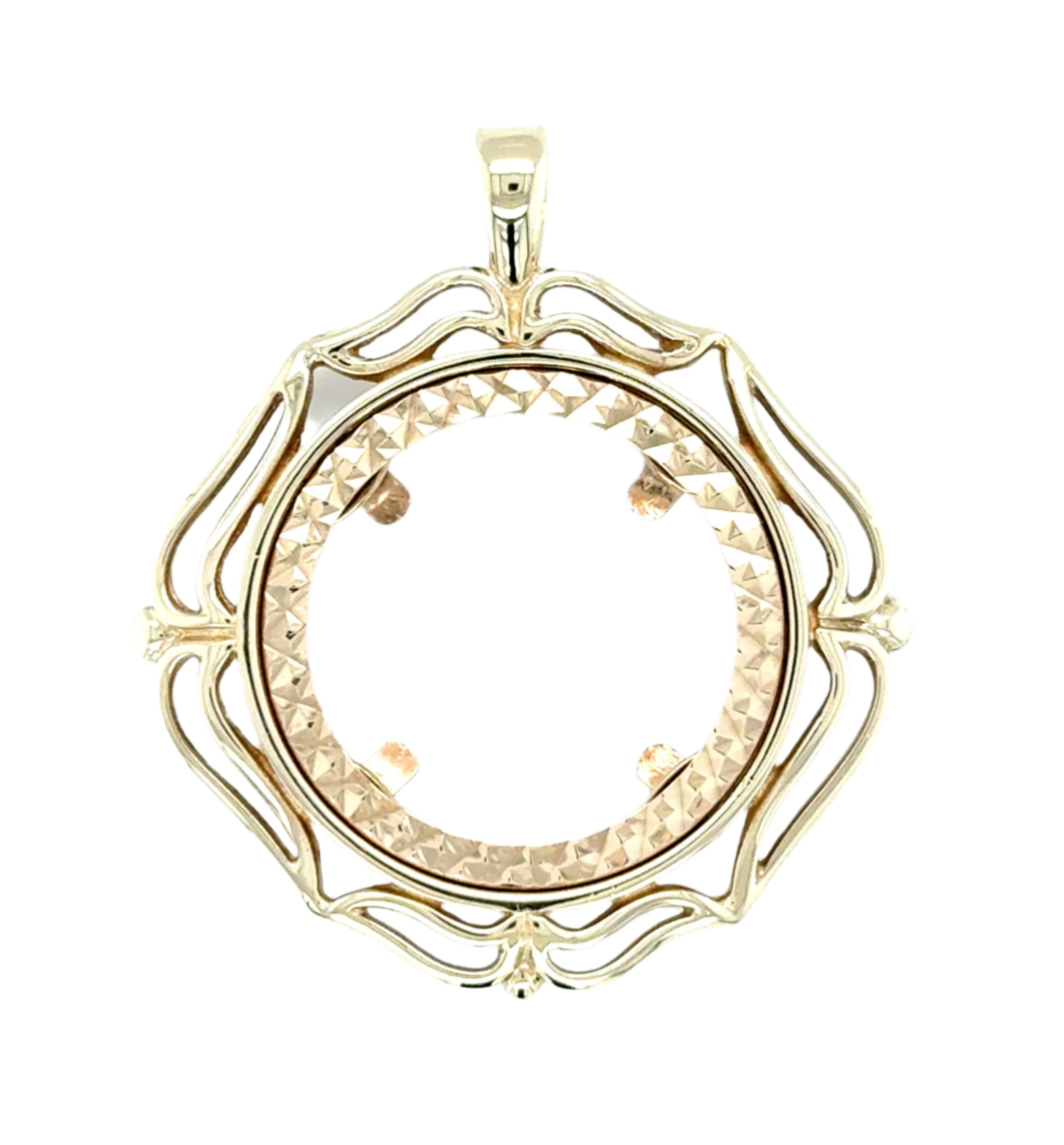 9ct Yellow Gold Fancy Half Sovereign Pendant Mount