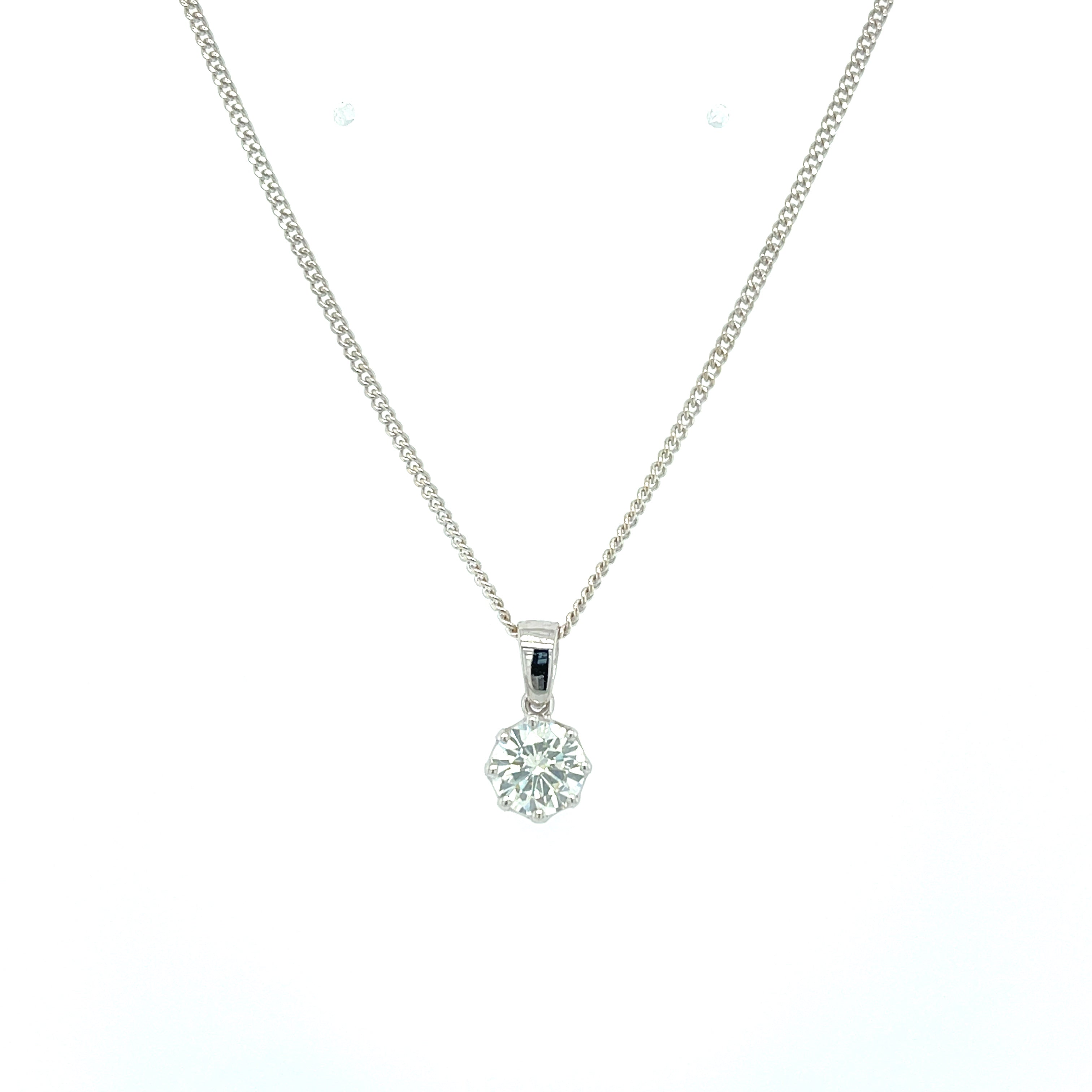 18ct White Gold 0.80ct Round Brilliant Cut Diamond Solitaire Pendant