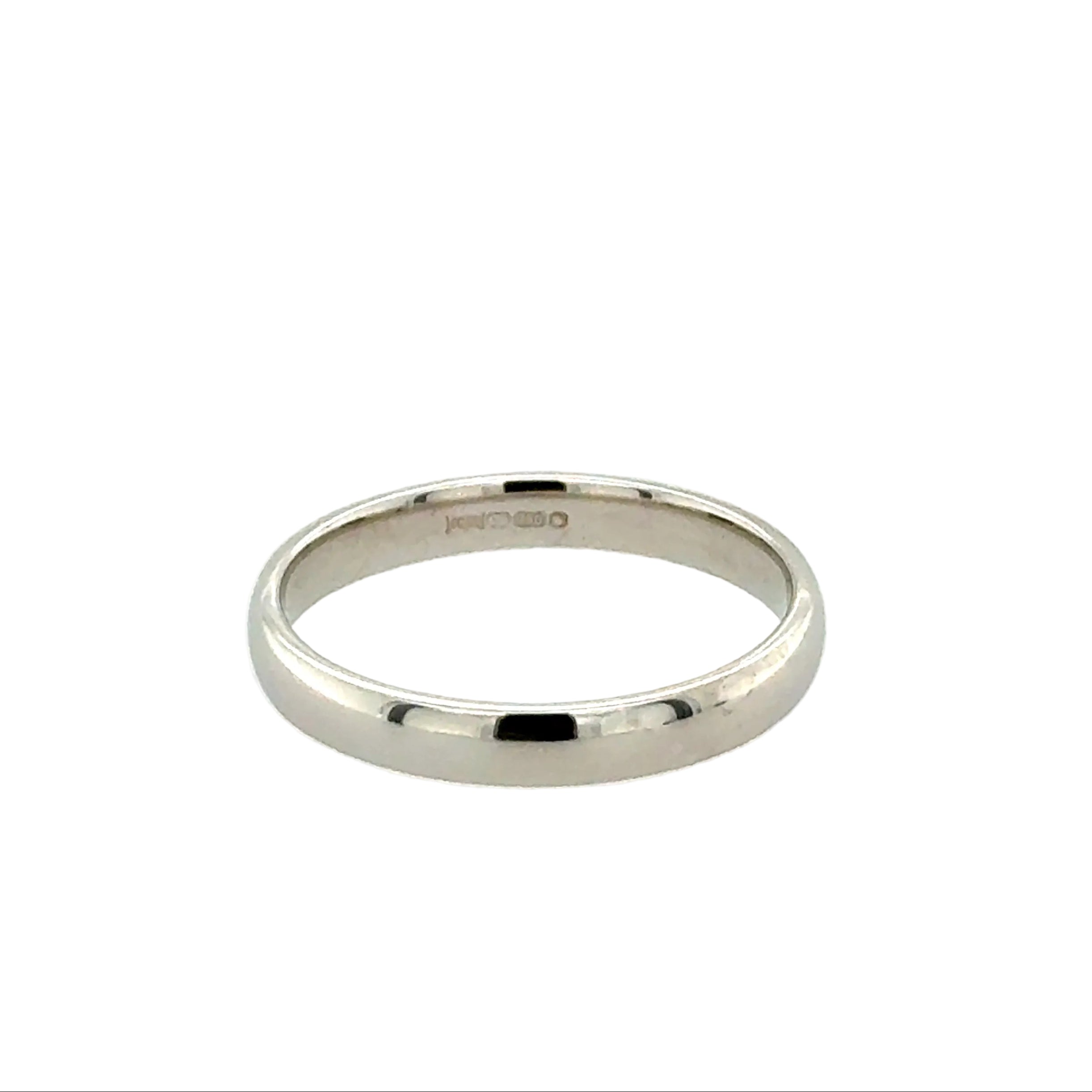 18ct White Gold 3mm D Profile Wedding Band Berker Bros Size M