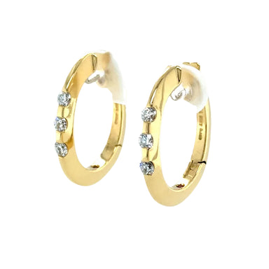 18ct Yellow Gold Oval 0.50ct Diamond Hoop Earrings