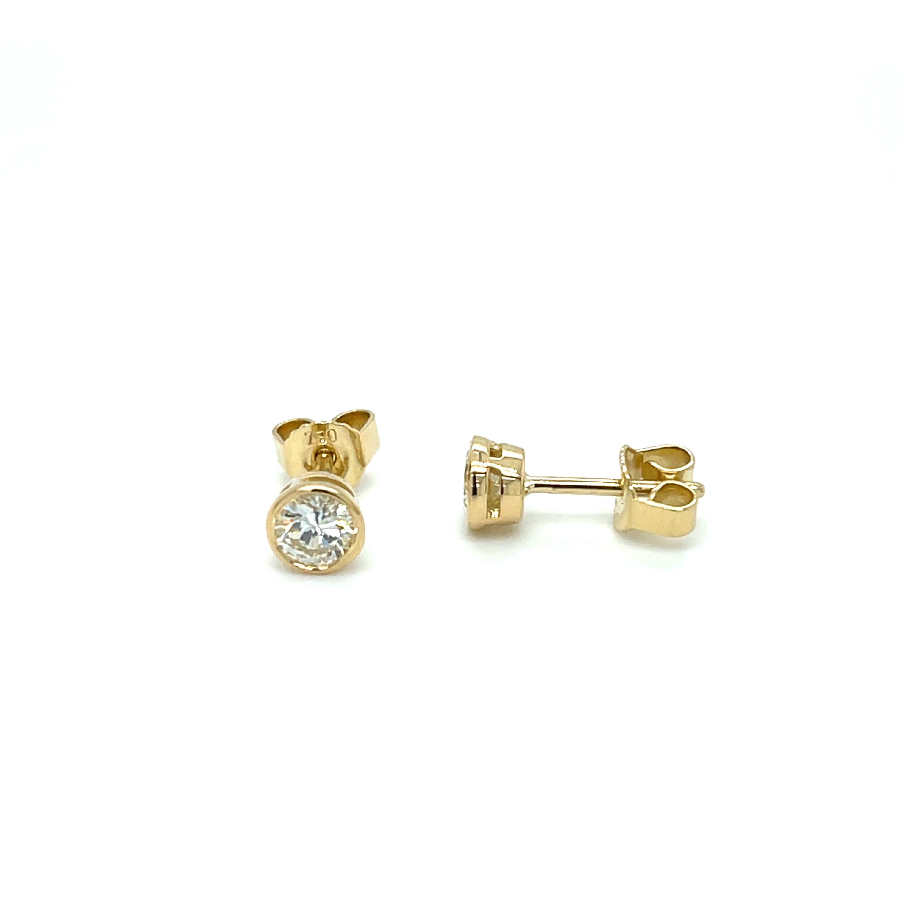 18ct Yellow Gold 0.56ct Diamond Bezel Set Stud Earrings