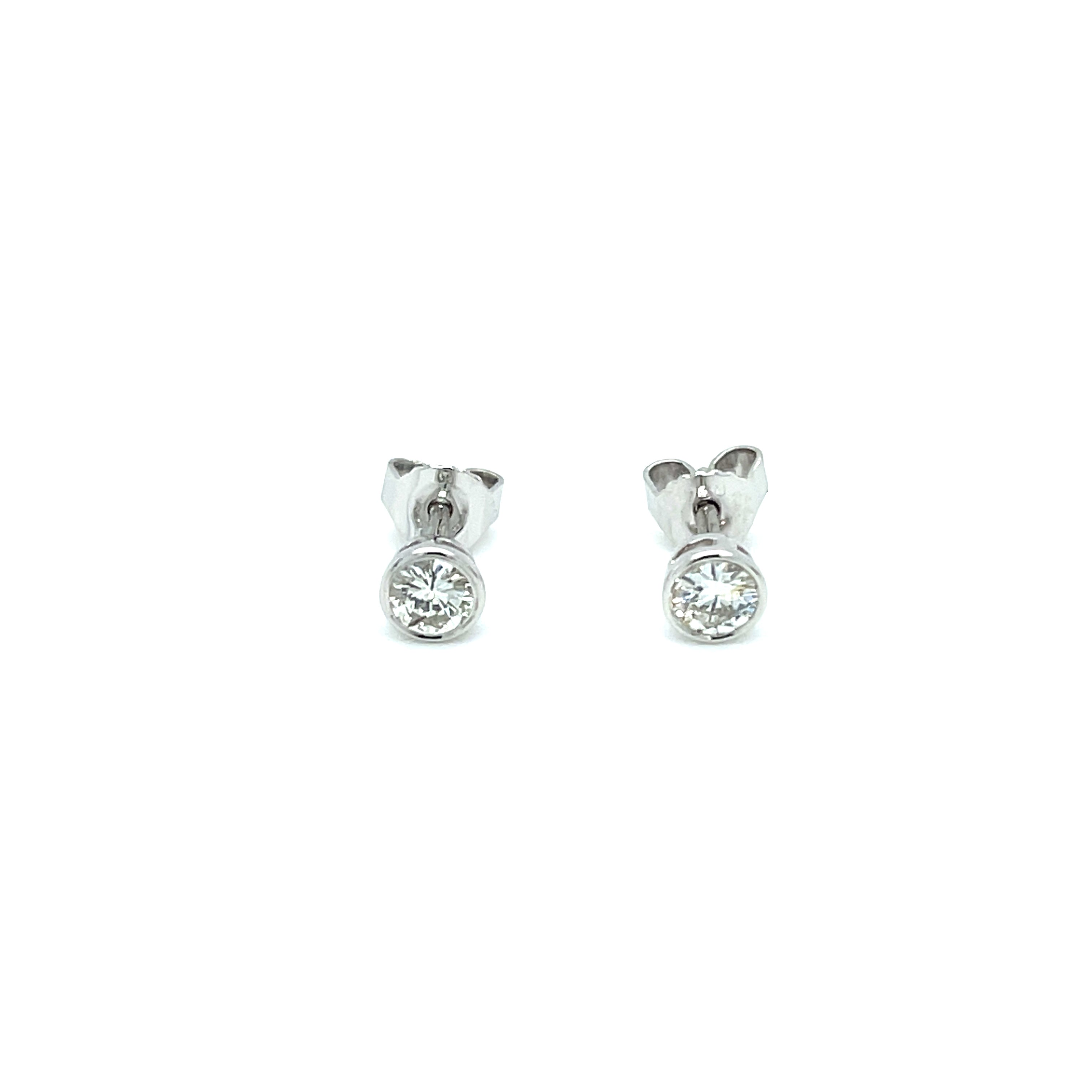 18ct White Gold 0.38ct Diamond Bezel Set Stud Earrings