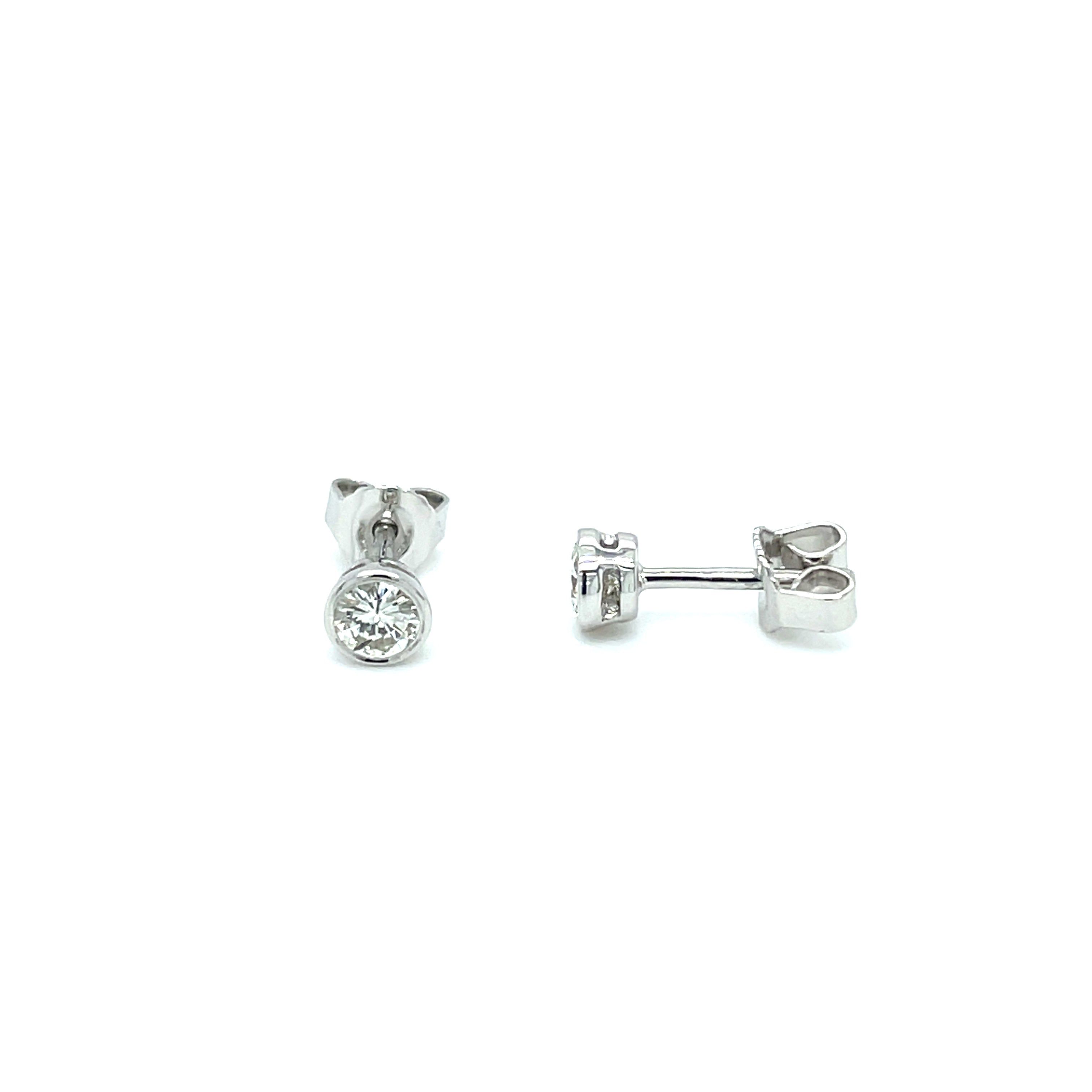 18ct White Gold 0.38ct Diamond Bezel Set Stud Earrings