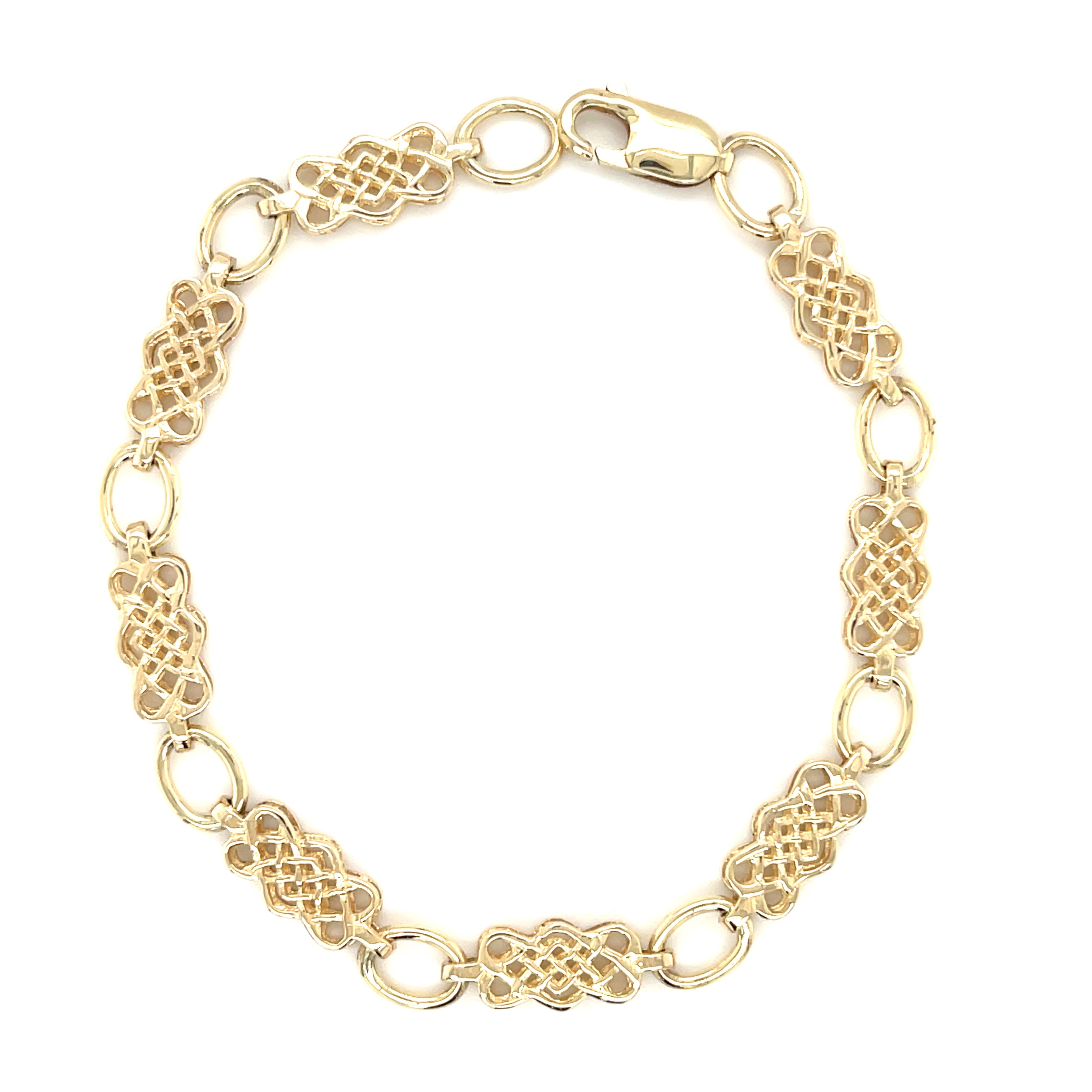 9ct Yellow Gold 7.5" Celtic Link patterned Bracelet 8.60g