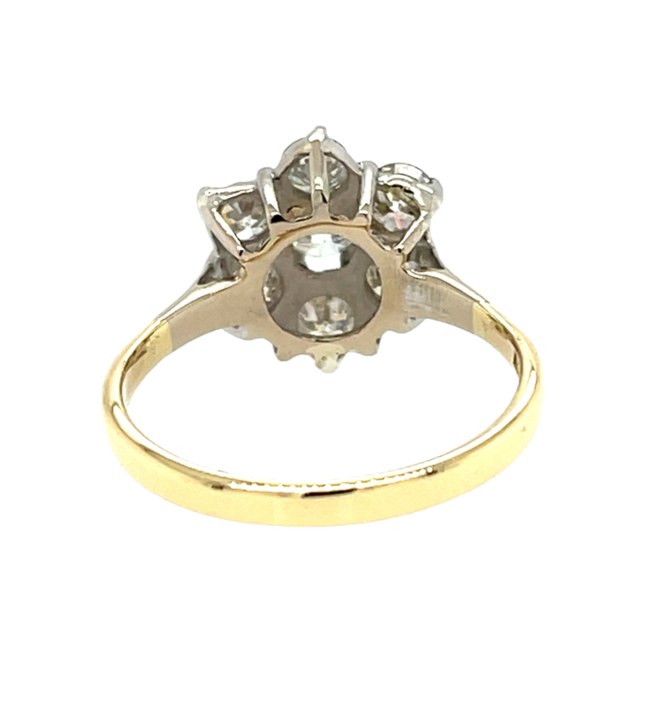 18ct Yellow Gold 1.20ct Diamond Flower Cluster Ring London 1983
