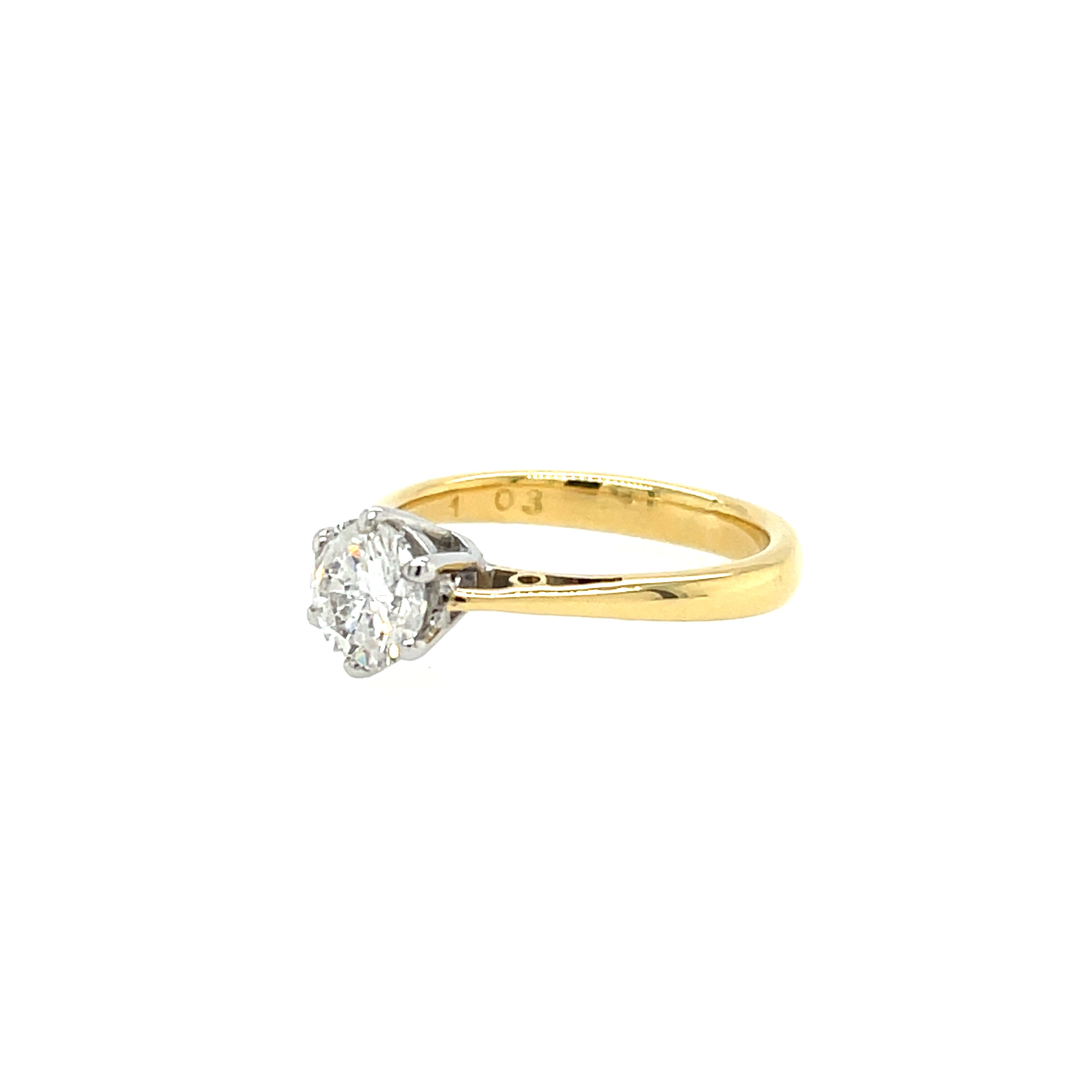 18ct Yellow Gold 1.03ct Round Brilliant Cut Diamond Solitaire Ring Certified G I2 SOLD