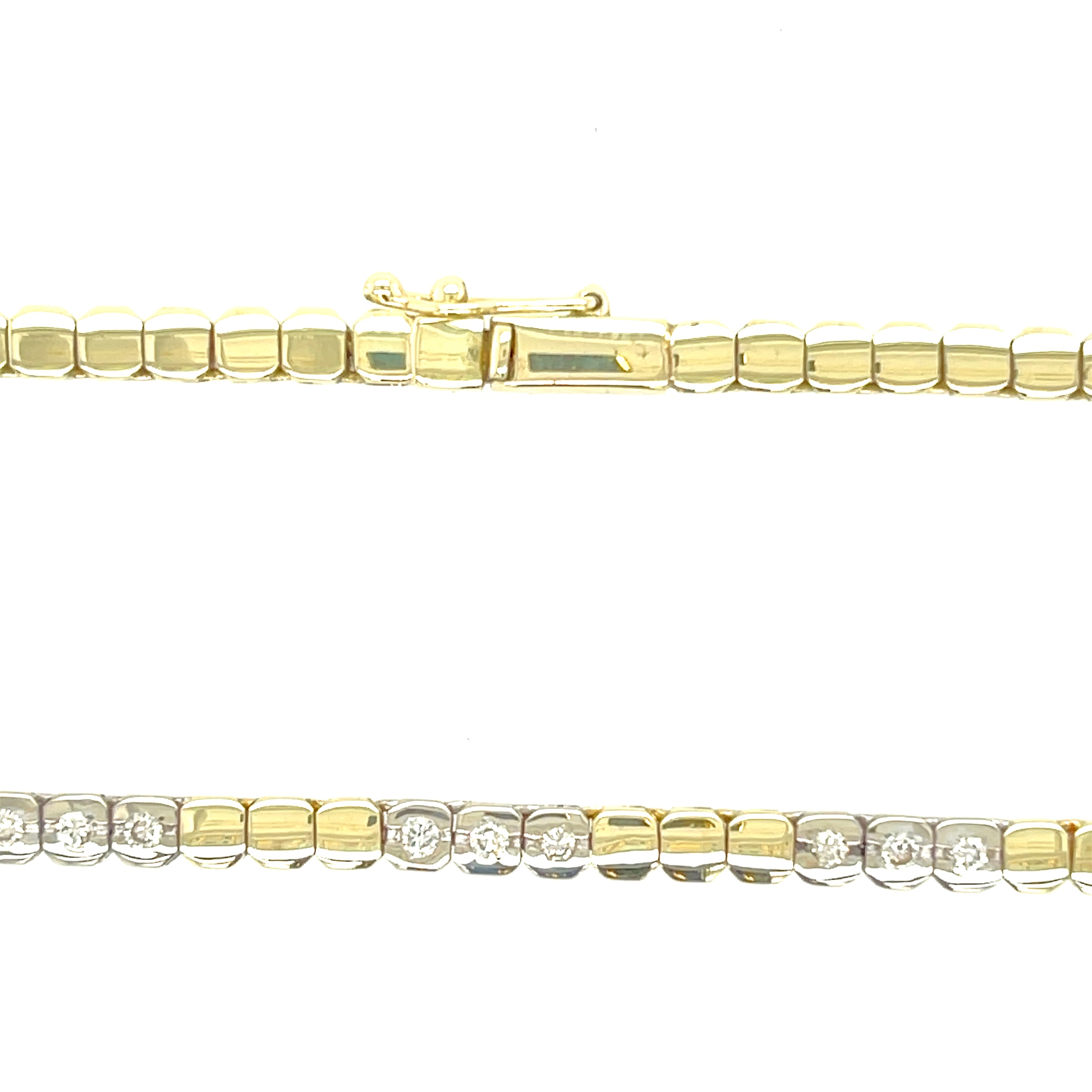 14ct Yellow Gold 16" Diamond Set Block Link Necklace 29.20g