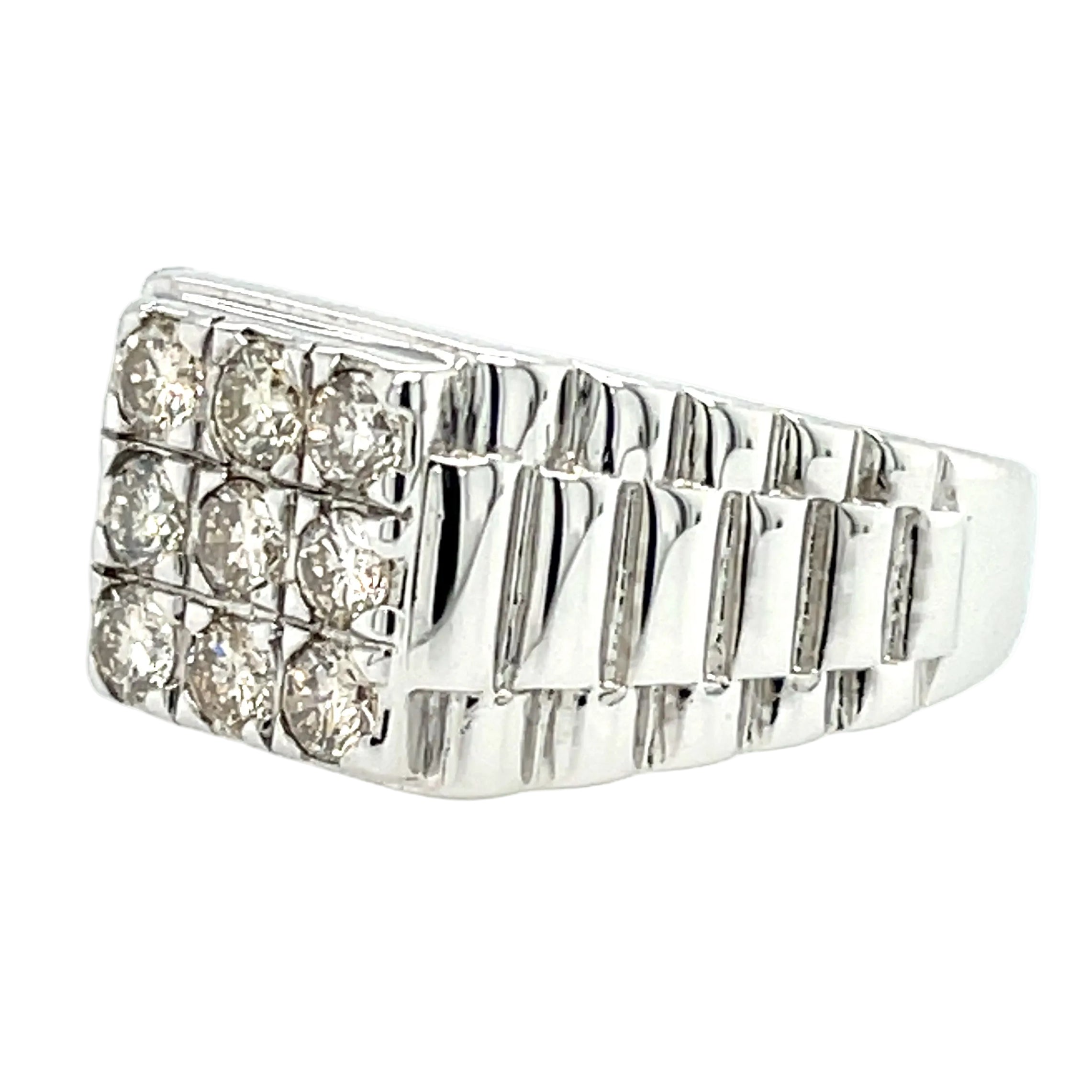 18ct White Gold 1.00ct Diamond Square Signet Ring