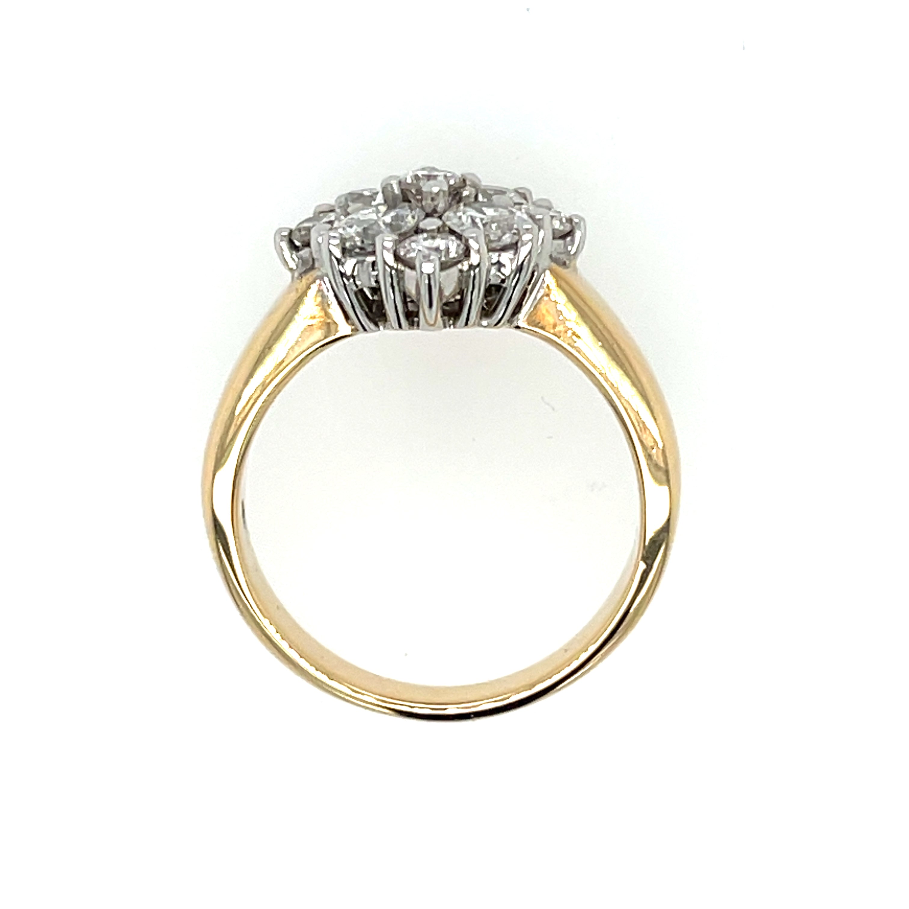 18ct Yellow Gold 1.50ct Diamond Mixed Cut Cluster Ring