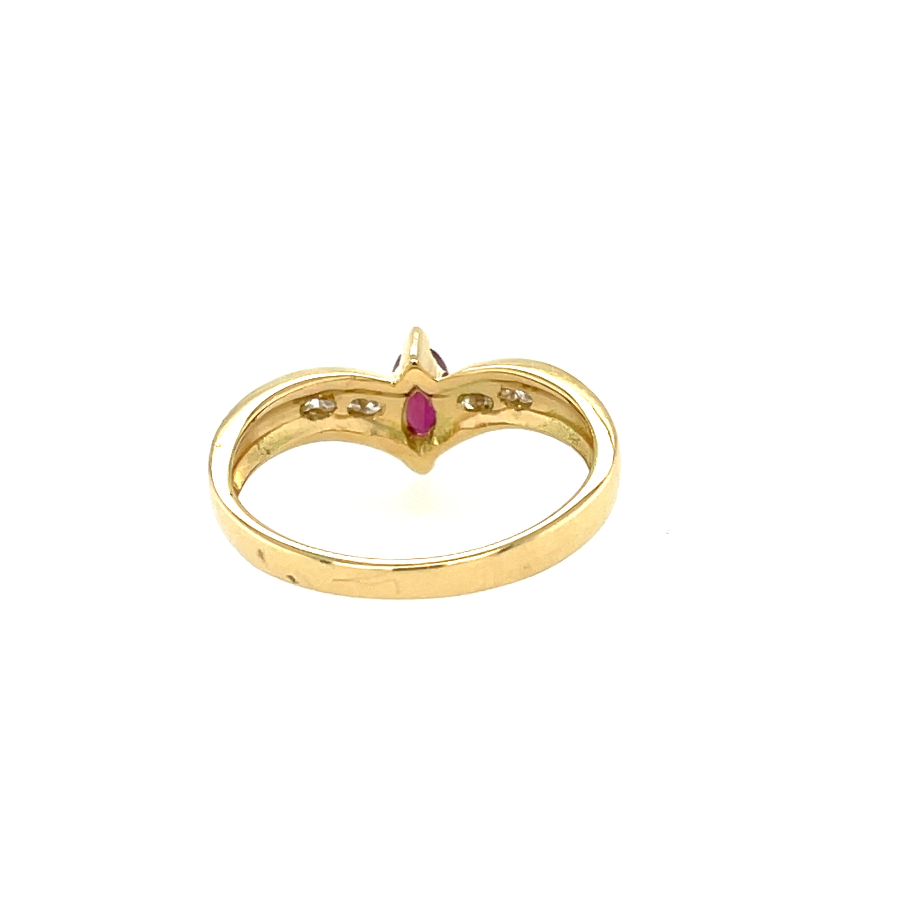 14ct Yellow Gold 0.44ct Ruby & Diamond Wishbone Ring SOLD