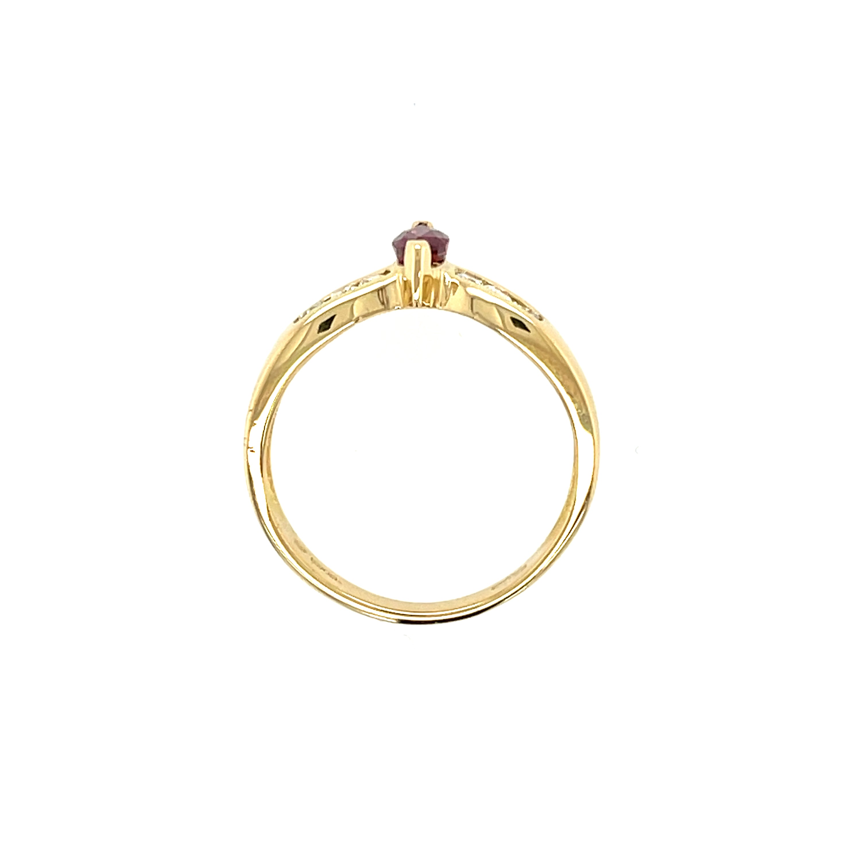 14ct Yellow Gold 0.44ct Ruby & Diamond Wishbone Ring SOLD