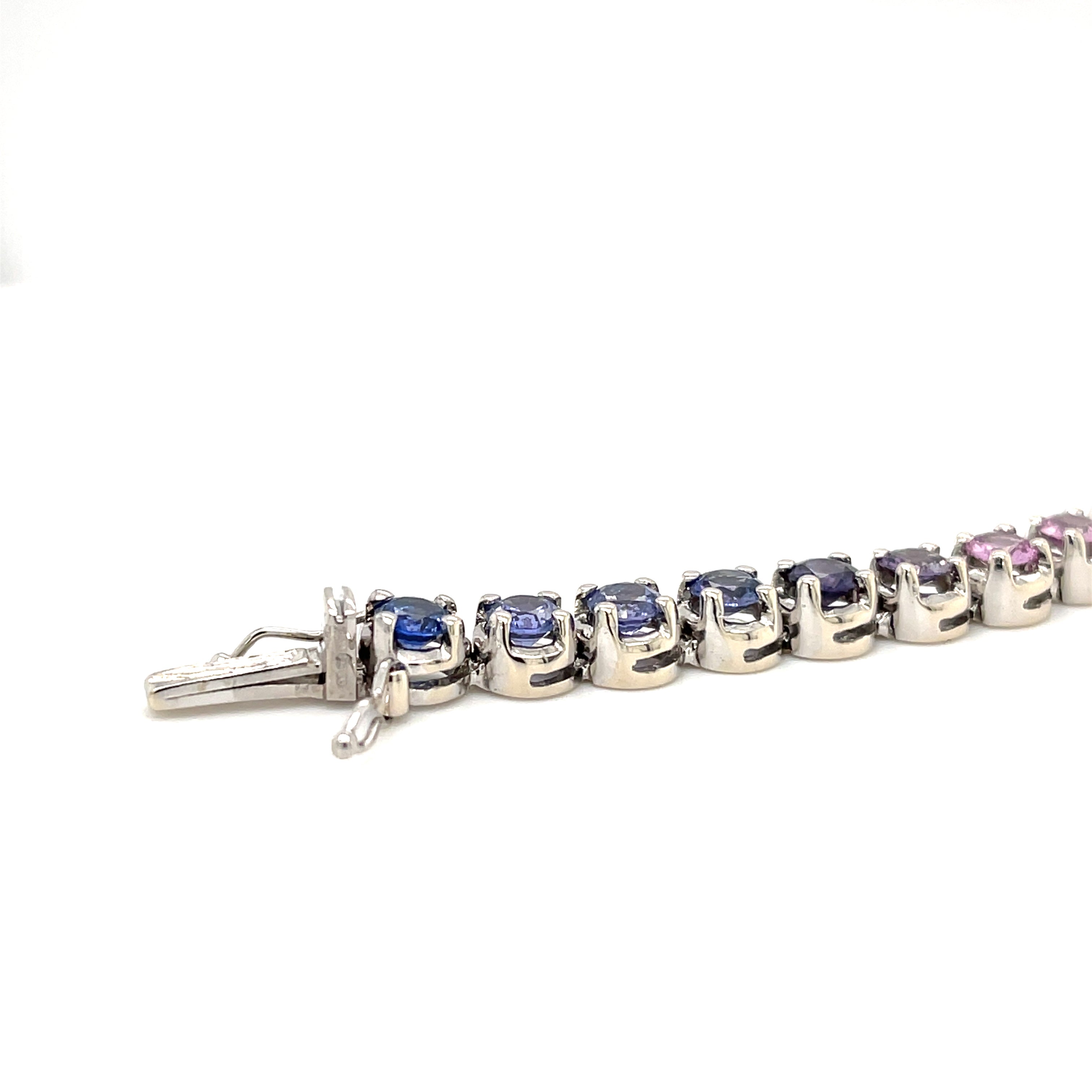18ct White Gold 10.00ct Rainbow Sapphire 7" Tennis Bracelet