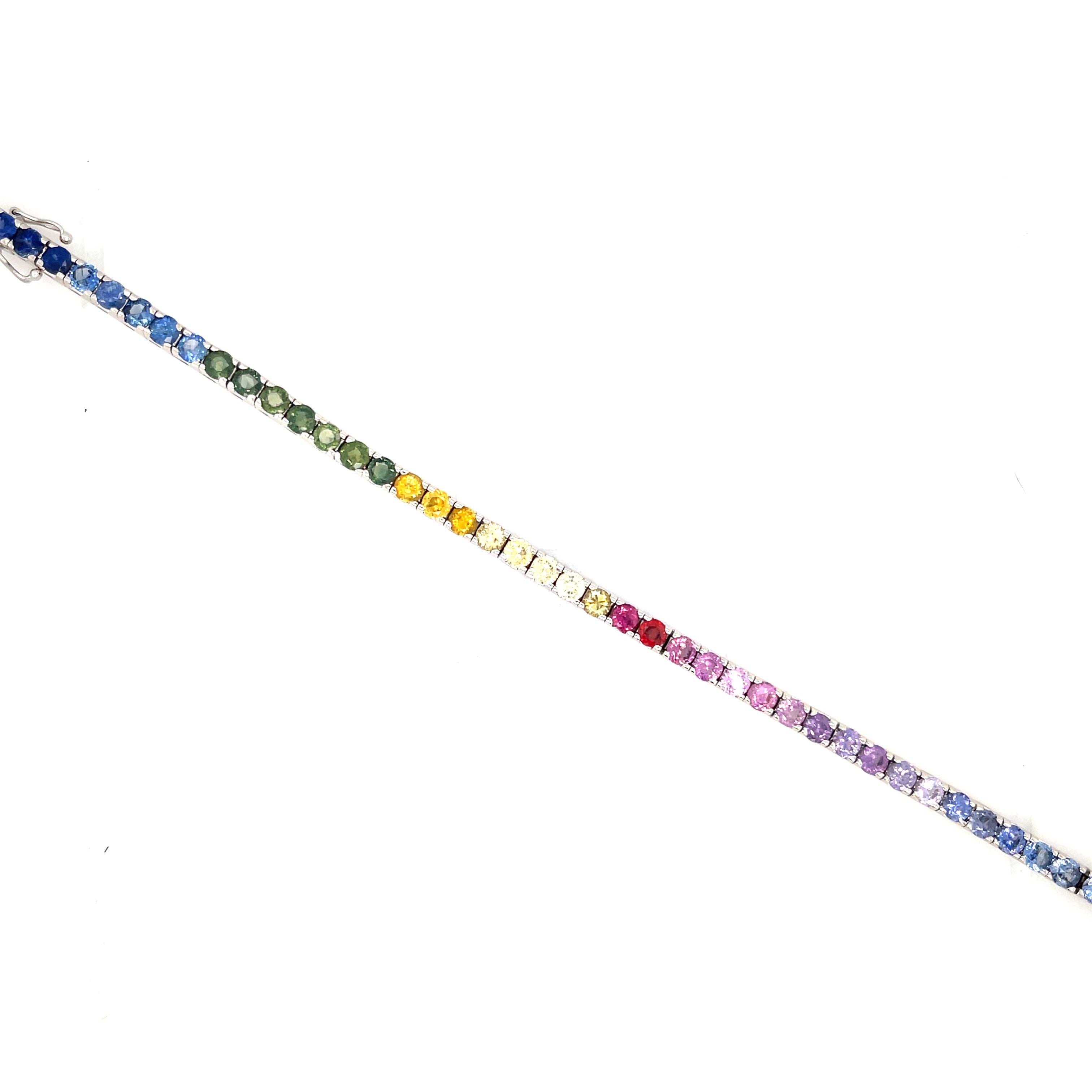 18ct White Gold 12.60ct Rainbow Sapphire 7" Tennis Bracelet