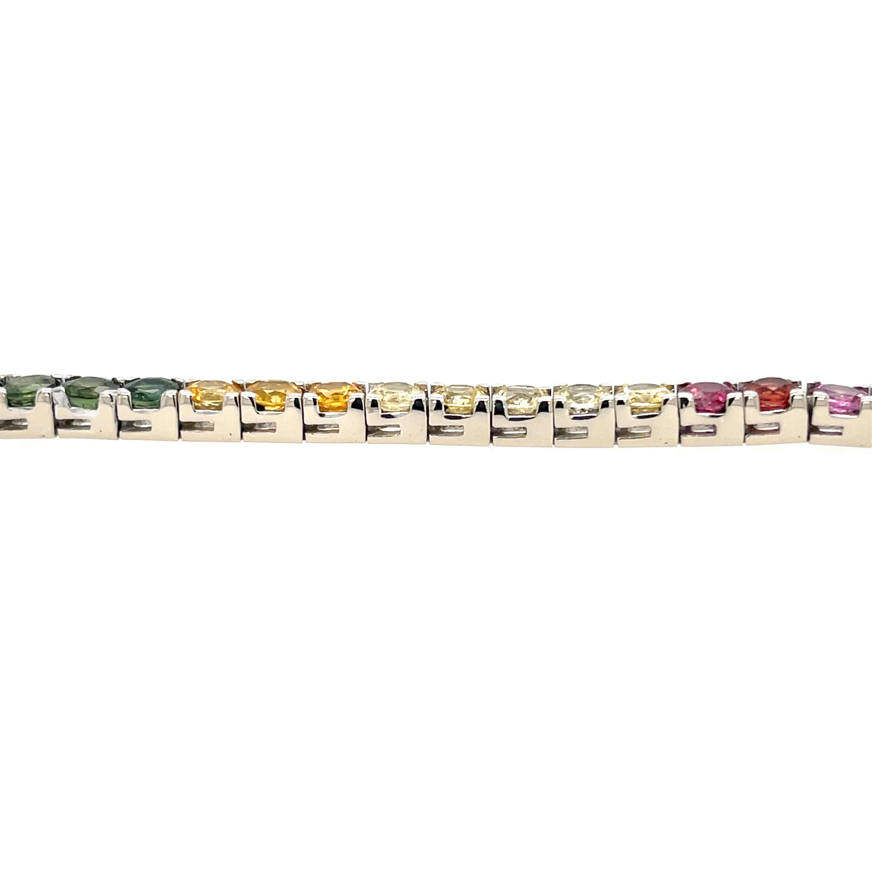 18ct White Gold 12.60ct Rainbow Sapphire 7" Tennis Bracelet