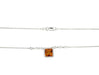 18ct White Gold Square Citrine & Diamond Pendant Necklace
