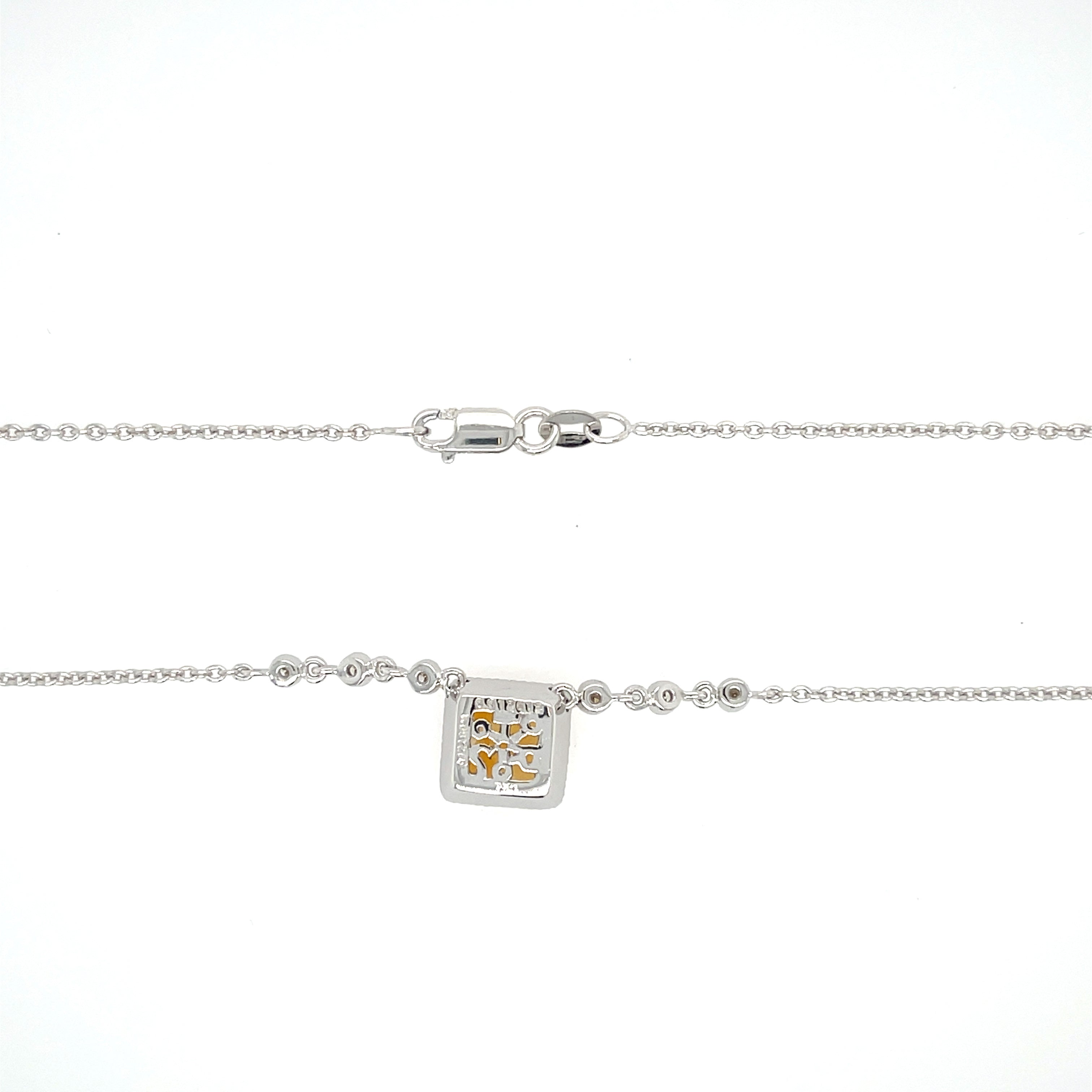 18ct White Gold Citrine & Diamond Pendant Necklace