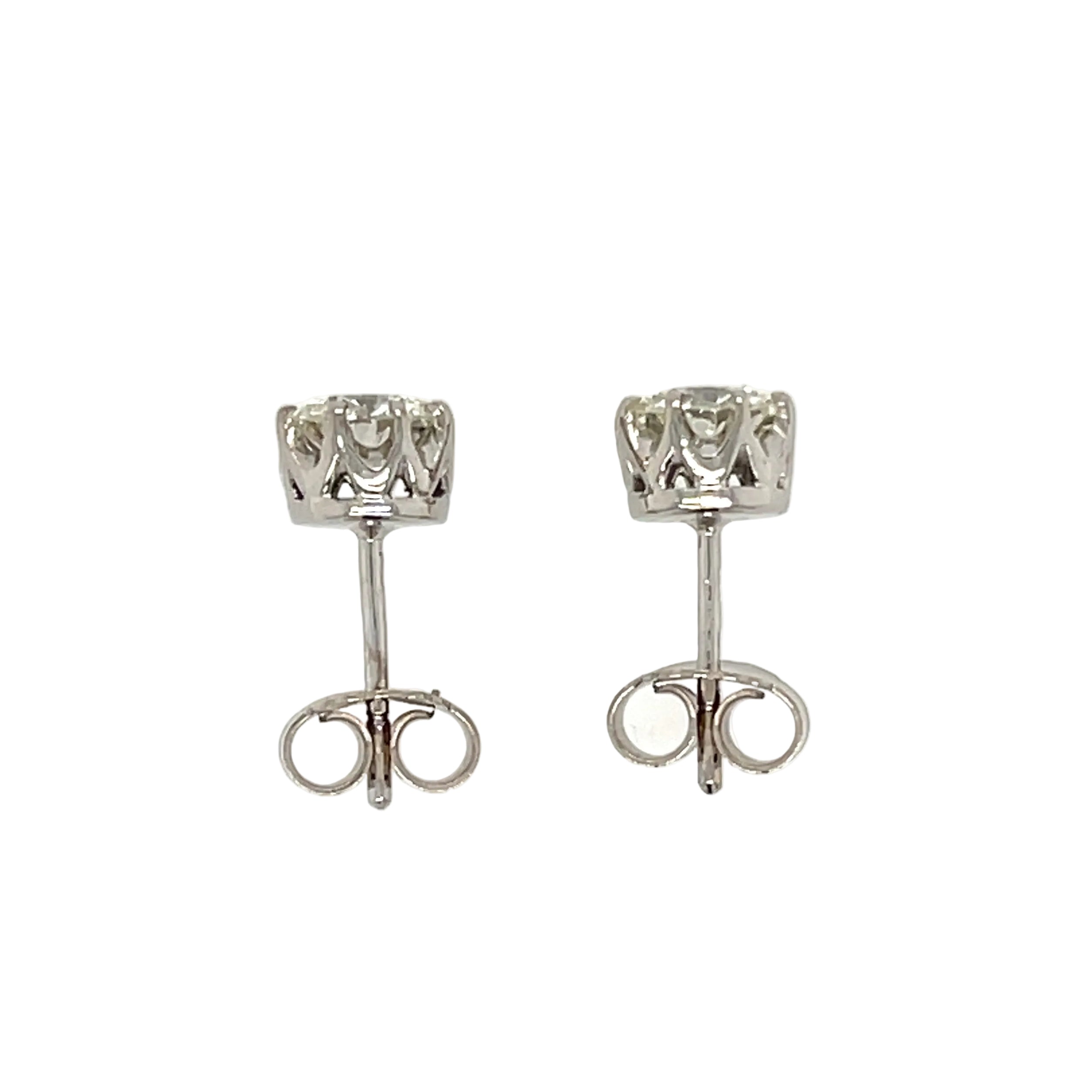 1.60ct Round Brilliant Cut Diamond Solitaire Stud Earrings 18ct White Gold