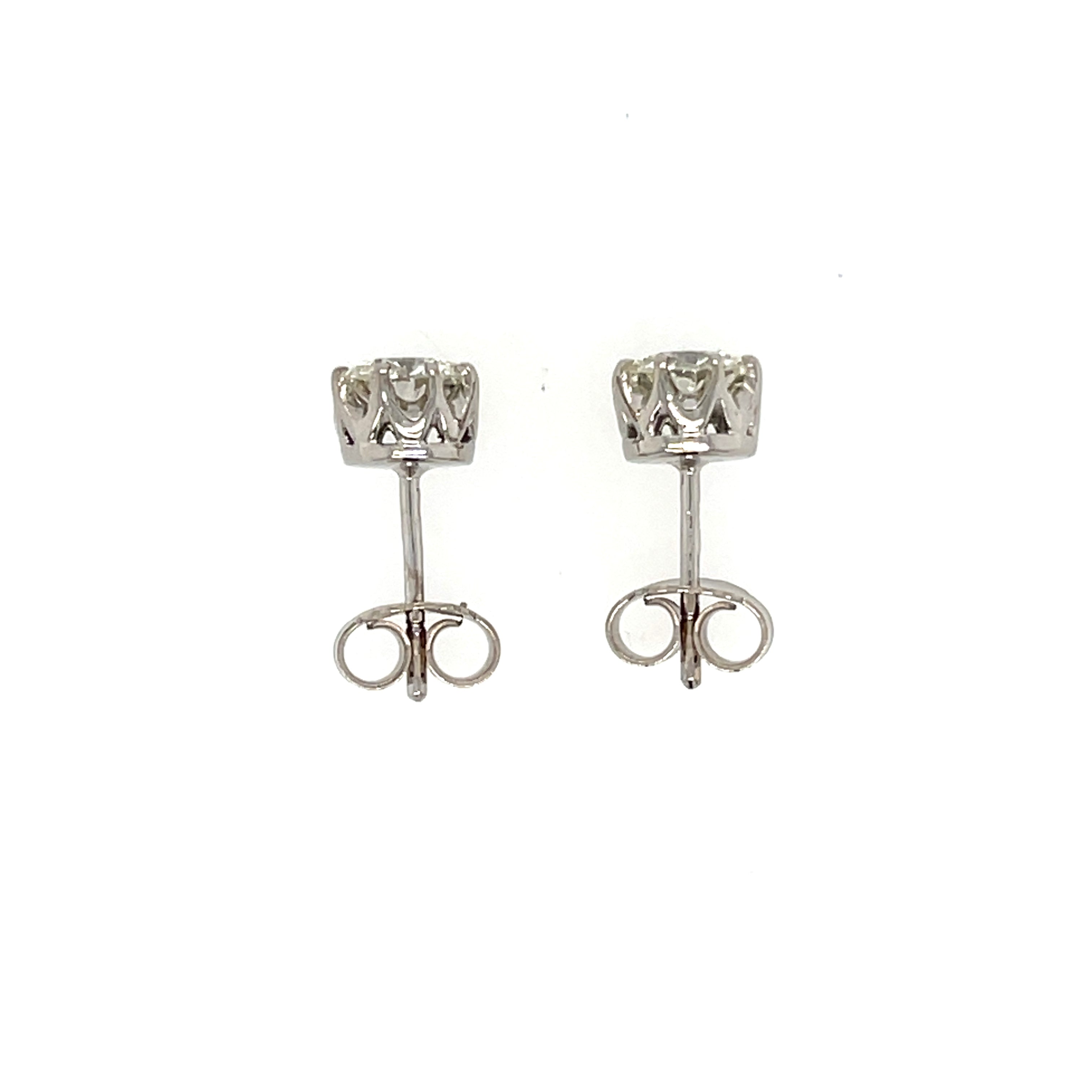 1.60ct Round Brilliant Cut Diamond Solitaire Stud Earrings 18ct White Gold