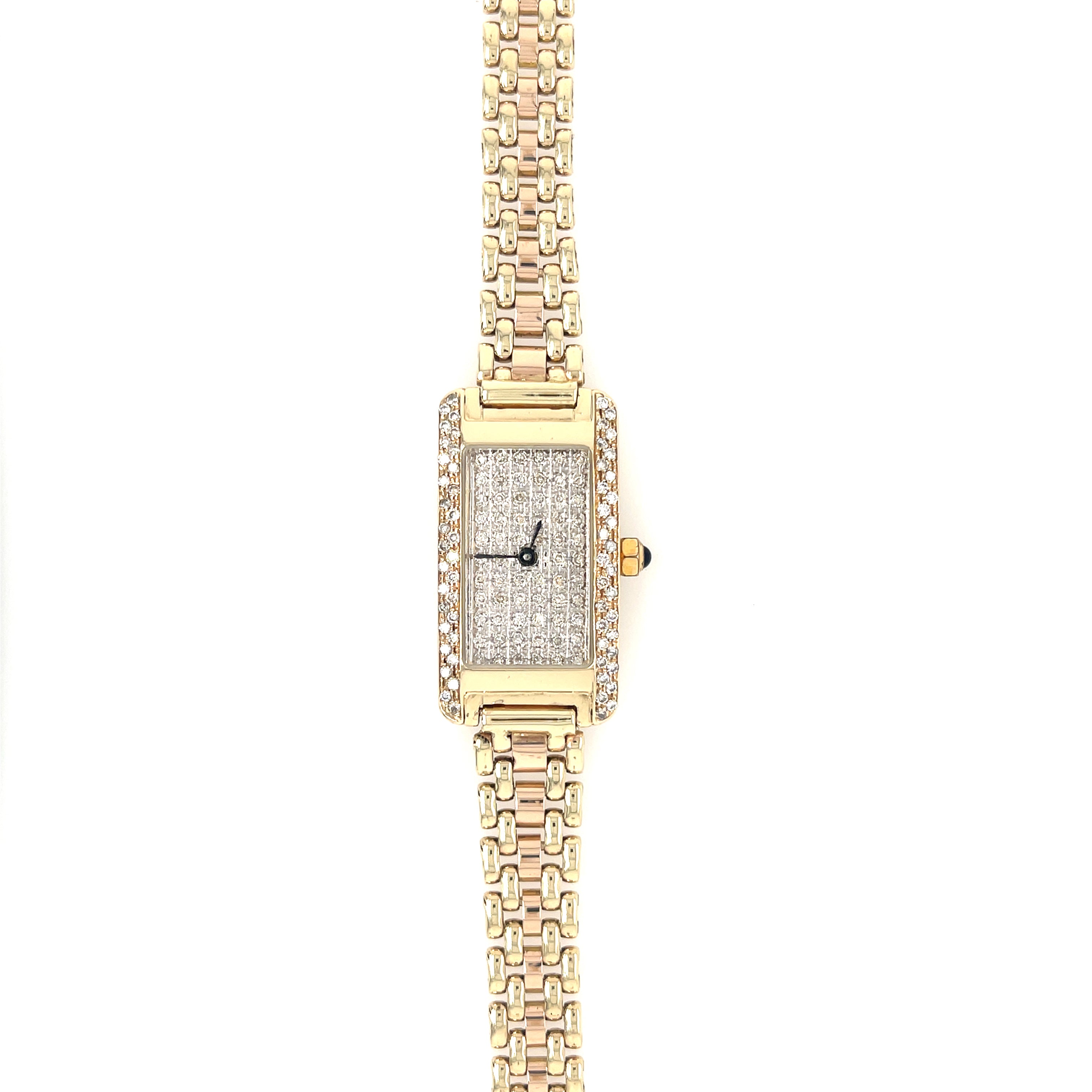 9ct Yellow Gold Diamond Ladies Bracelet Dress Watch
