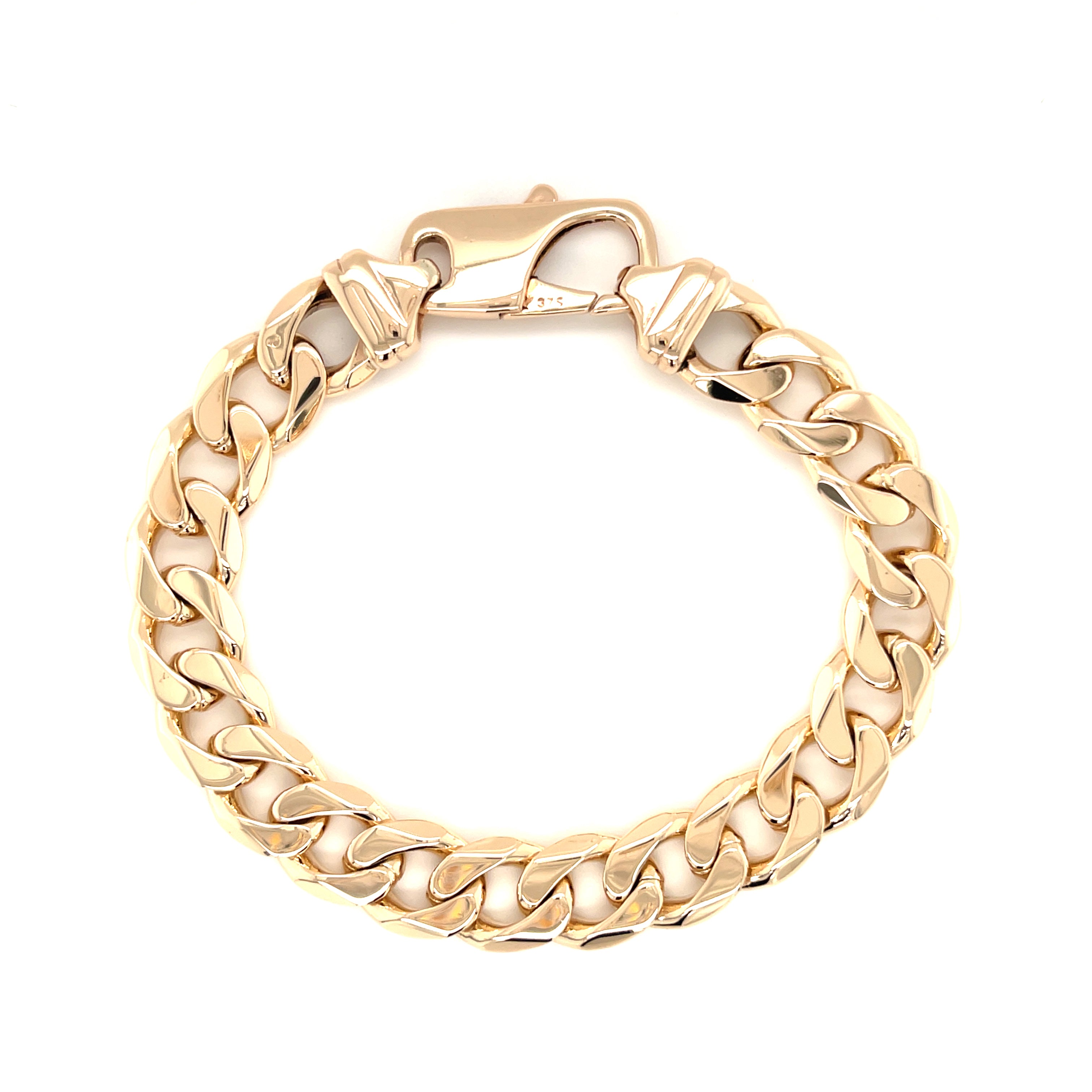 9ct Yellow Gold 9" Heavy Curb Link Bracelet 55.40g