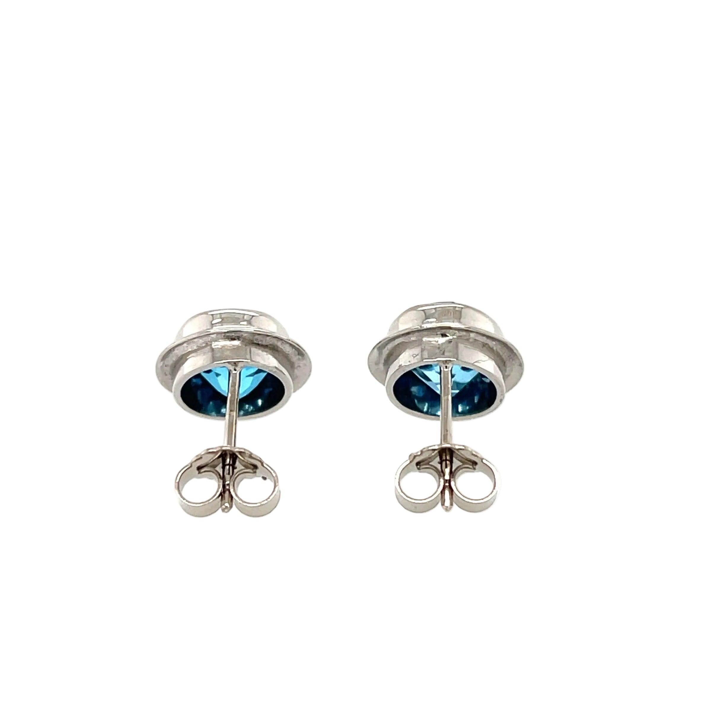 18ct White Gold 6.80ct Oval Blue Topaz Stud Earrings