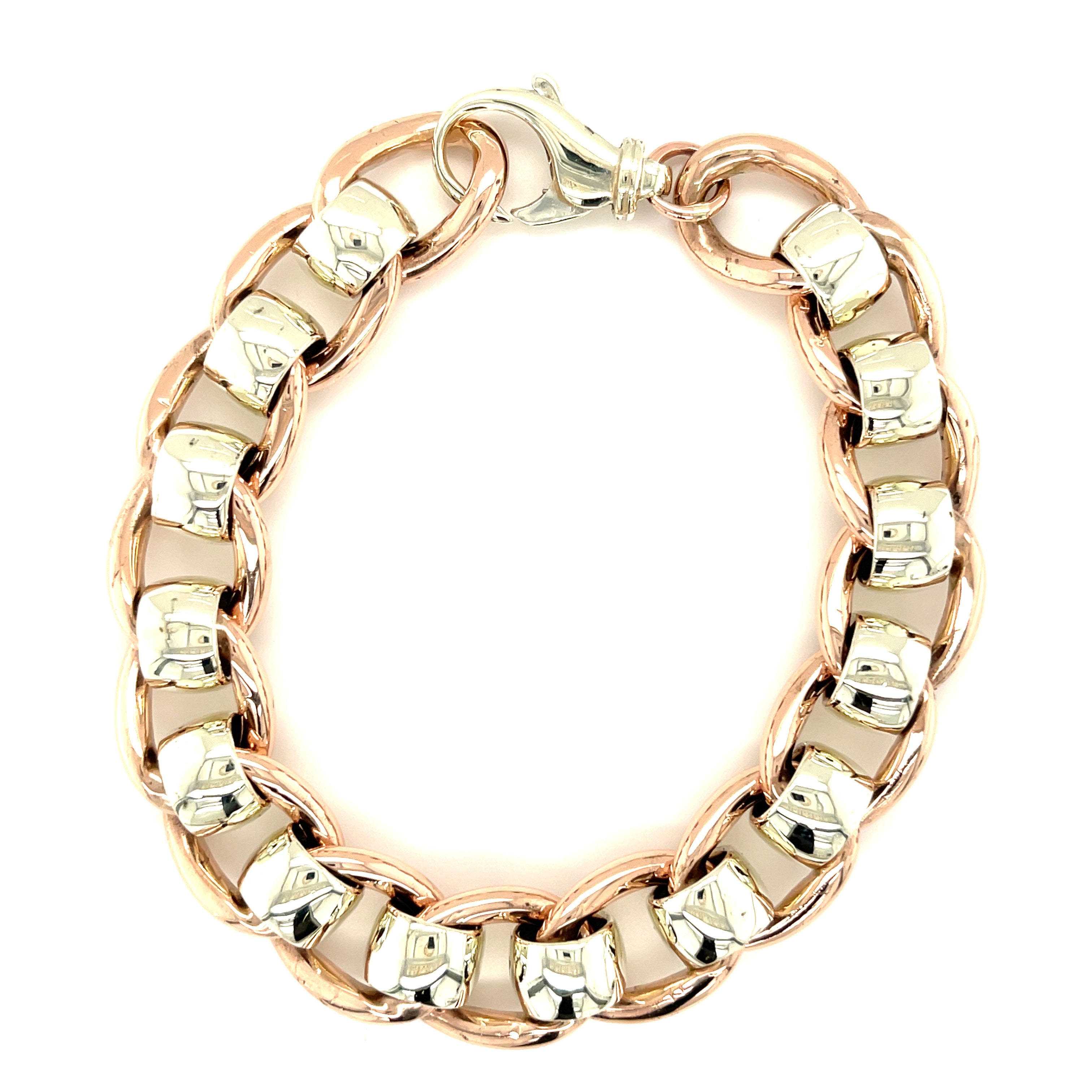 9ct Yellow & Rose Gold 9" Heavy Rollerball Bracelet - 103.54g SOLD