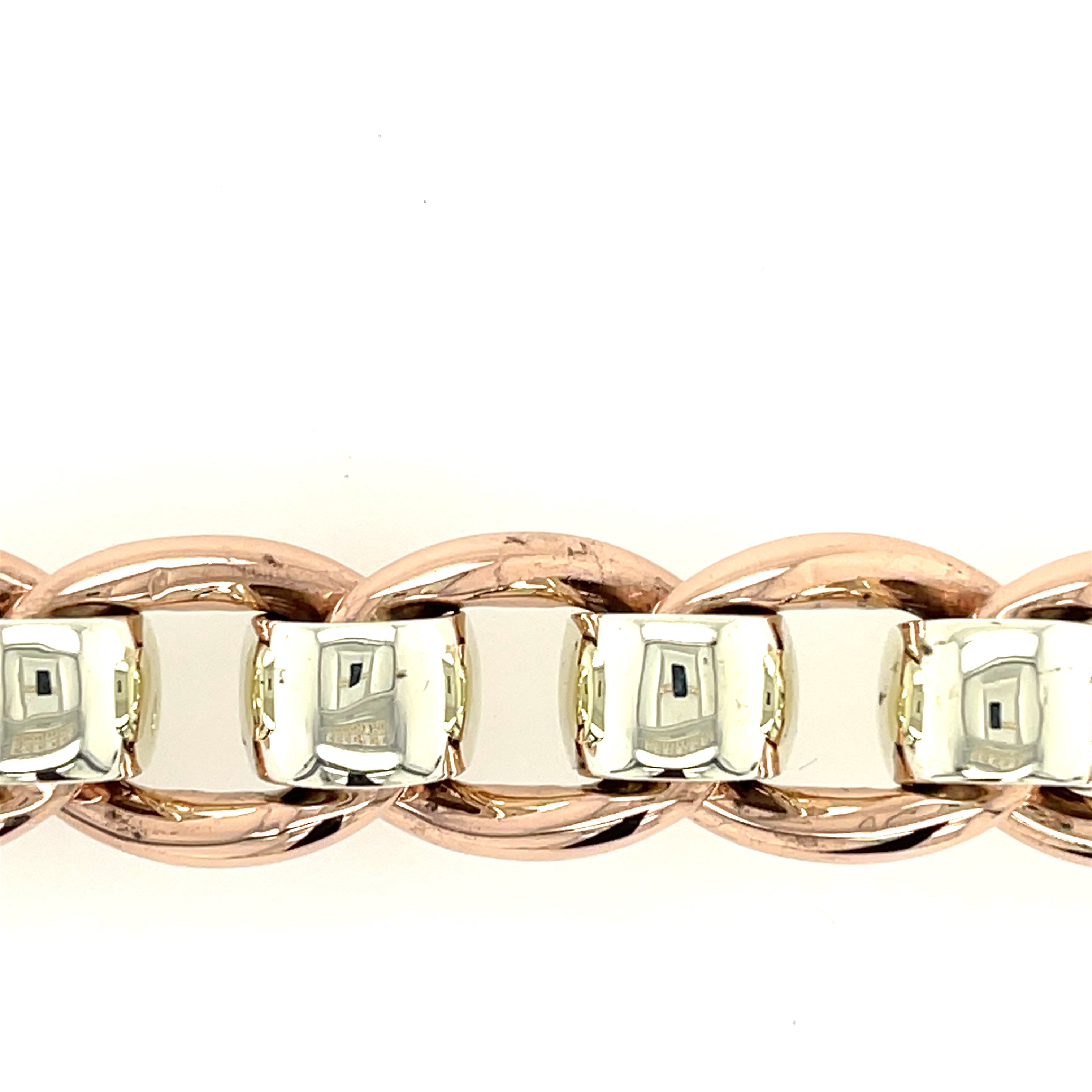 9ct Yellow & Rose Gold 9" Heavy Rollerball Bracelet - 103.54g SOLD