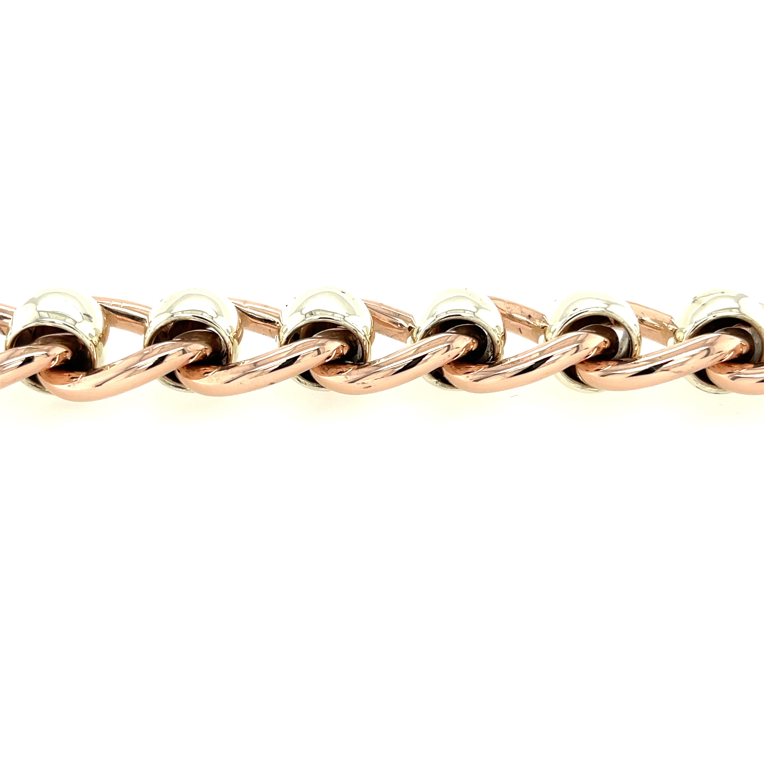 9ct Yellow & Rose Gold 9" Heavy Rollerball Bracelet - 103.54g SOLD