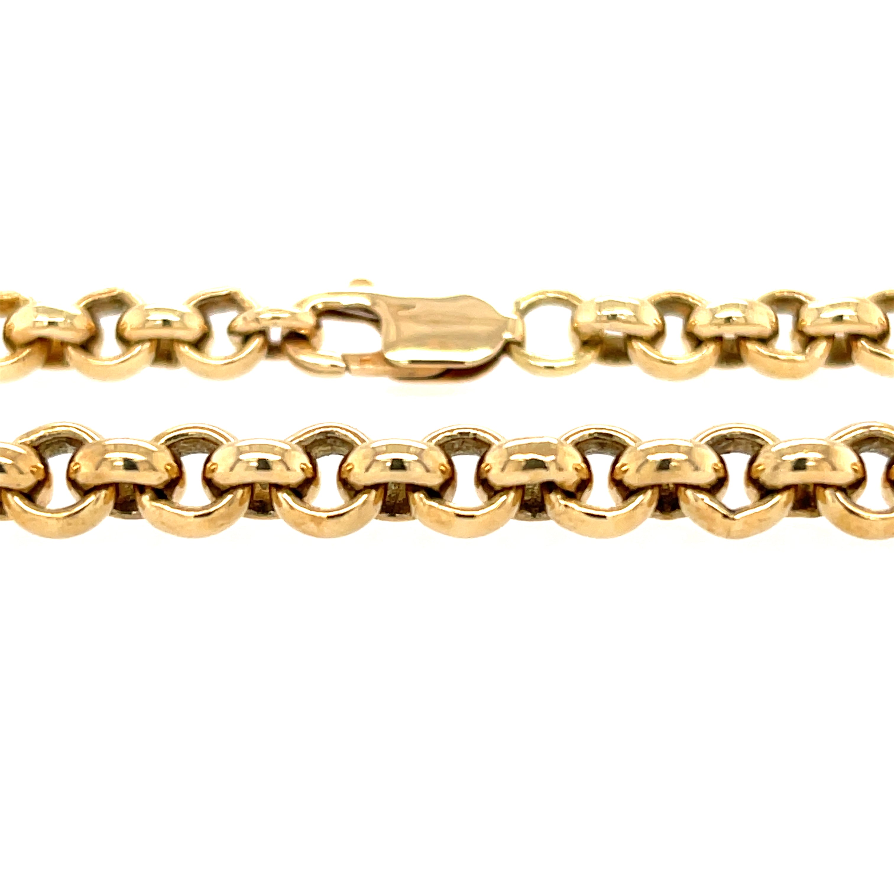 9ct Yellow Gold 22 Inch Round Link Heavy Belcher Chain - 76.90g