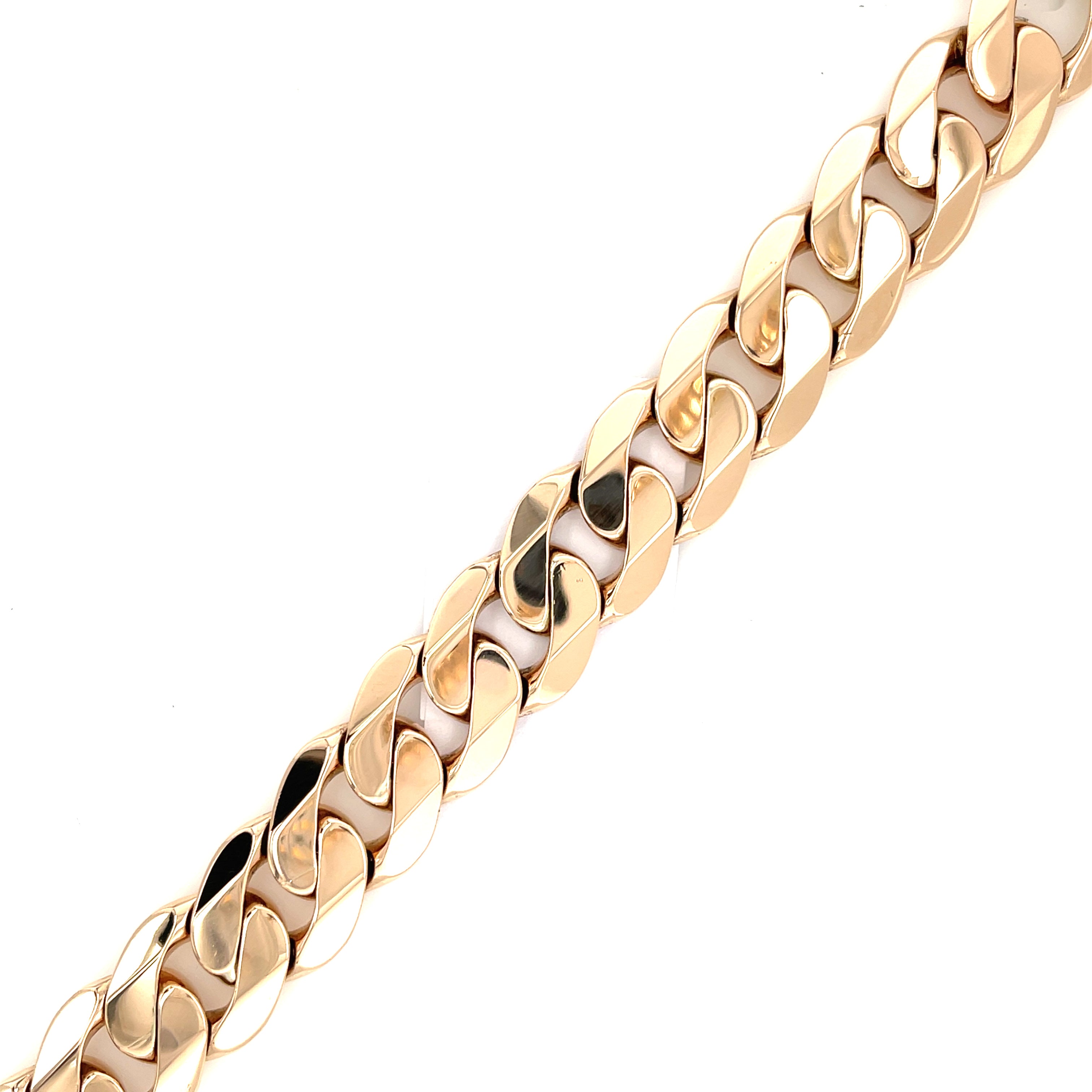 9ct Yellow Gold 9.5 Inch Heavy Curb Link Bracelet - 97.67g