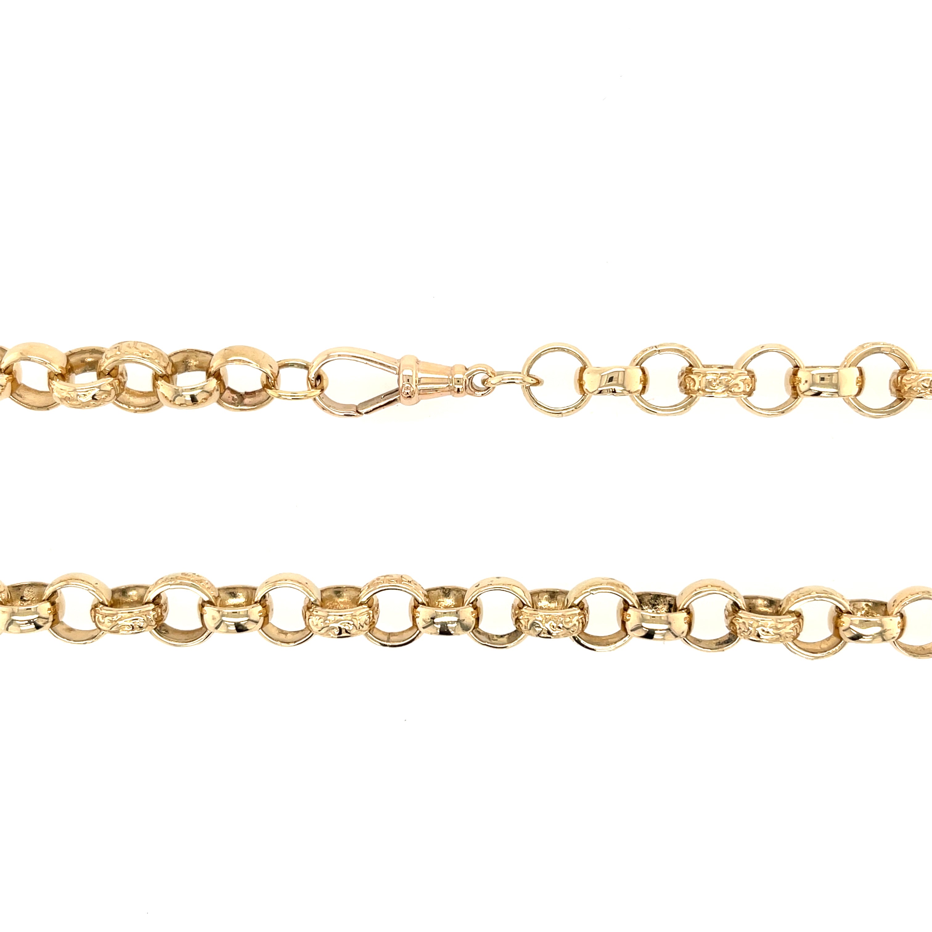 9ct Yellow Gold 20 Inch Pattern & Polished Round Link Belcher Chain - 47.35g