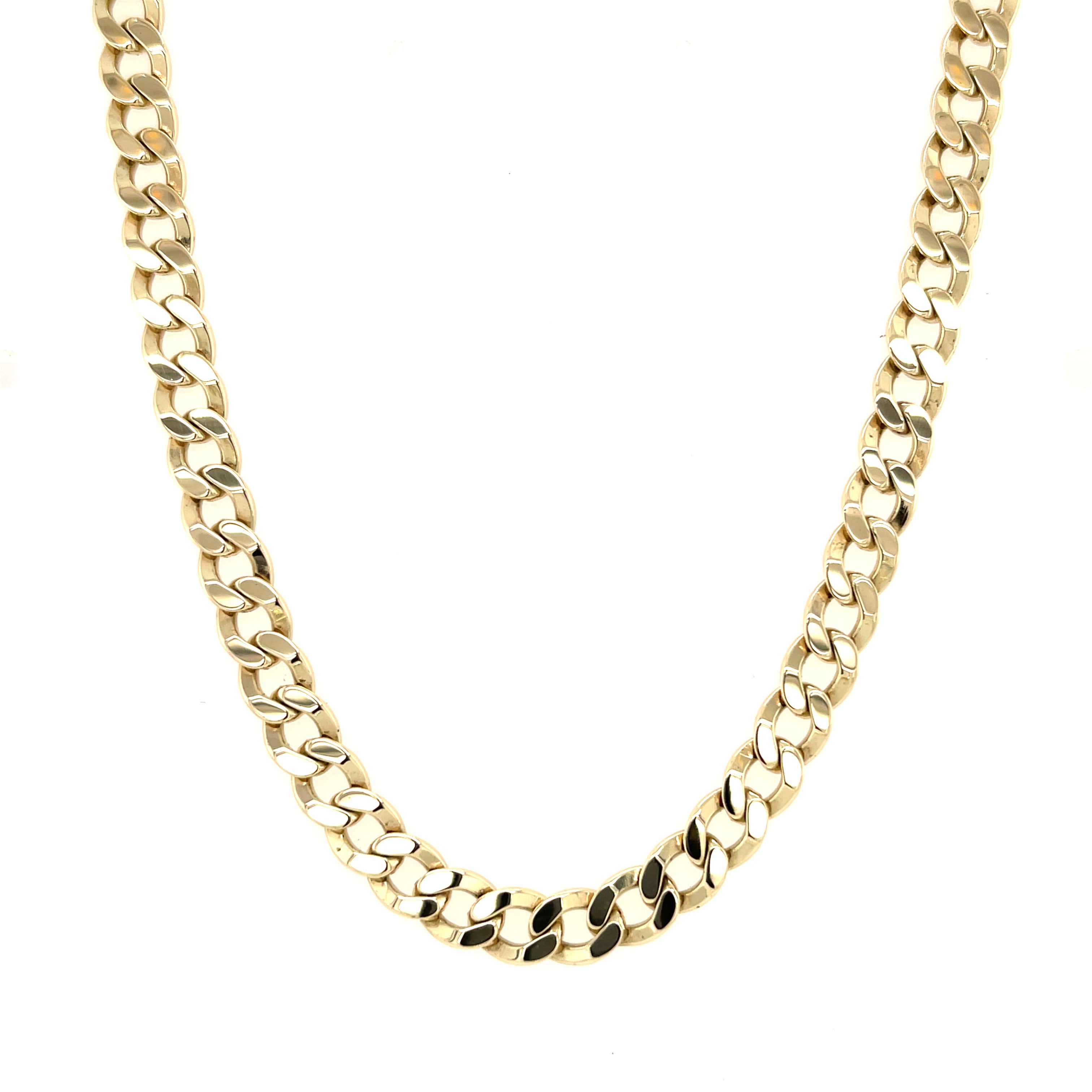 9ct Yellow Gold 20 Inch Flat Curb Link Chain - 31.20g