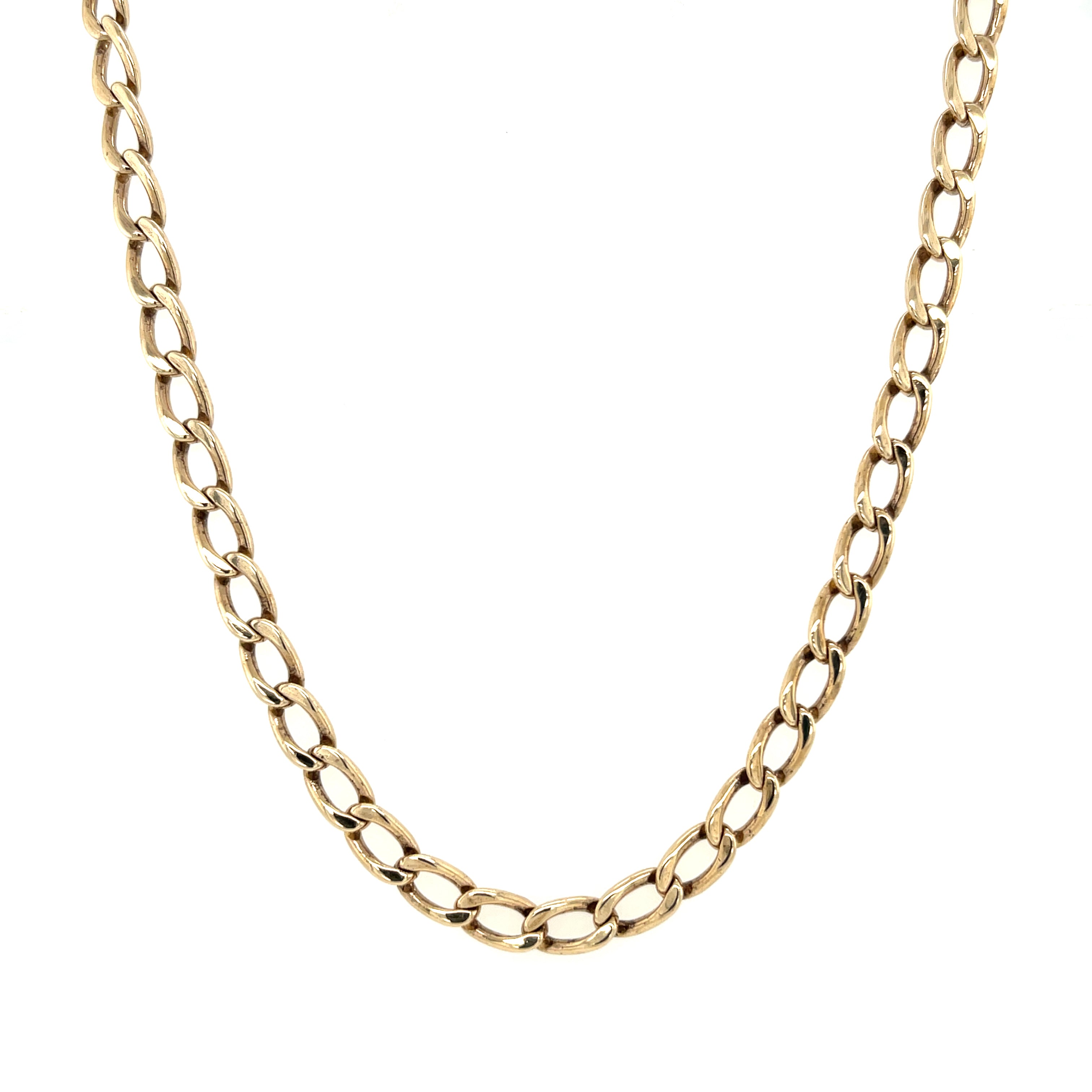 9ct Yellow Gold 24 Inch Elongated Curb Link Chain - 23.40g