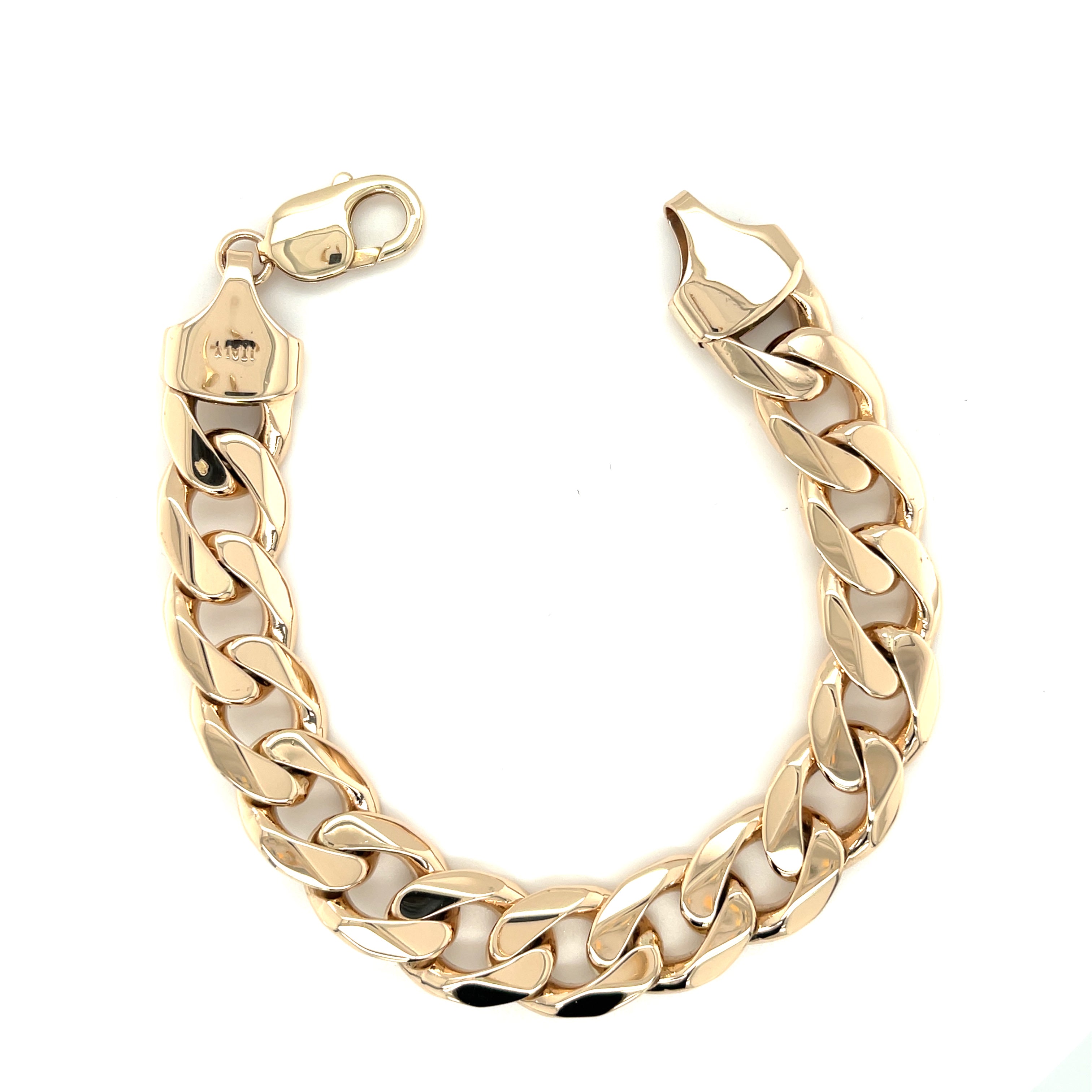 9ct Yellow Gold 8.5 Inch Classic Curb Link Bracelet - 68.00g SOLD