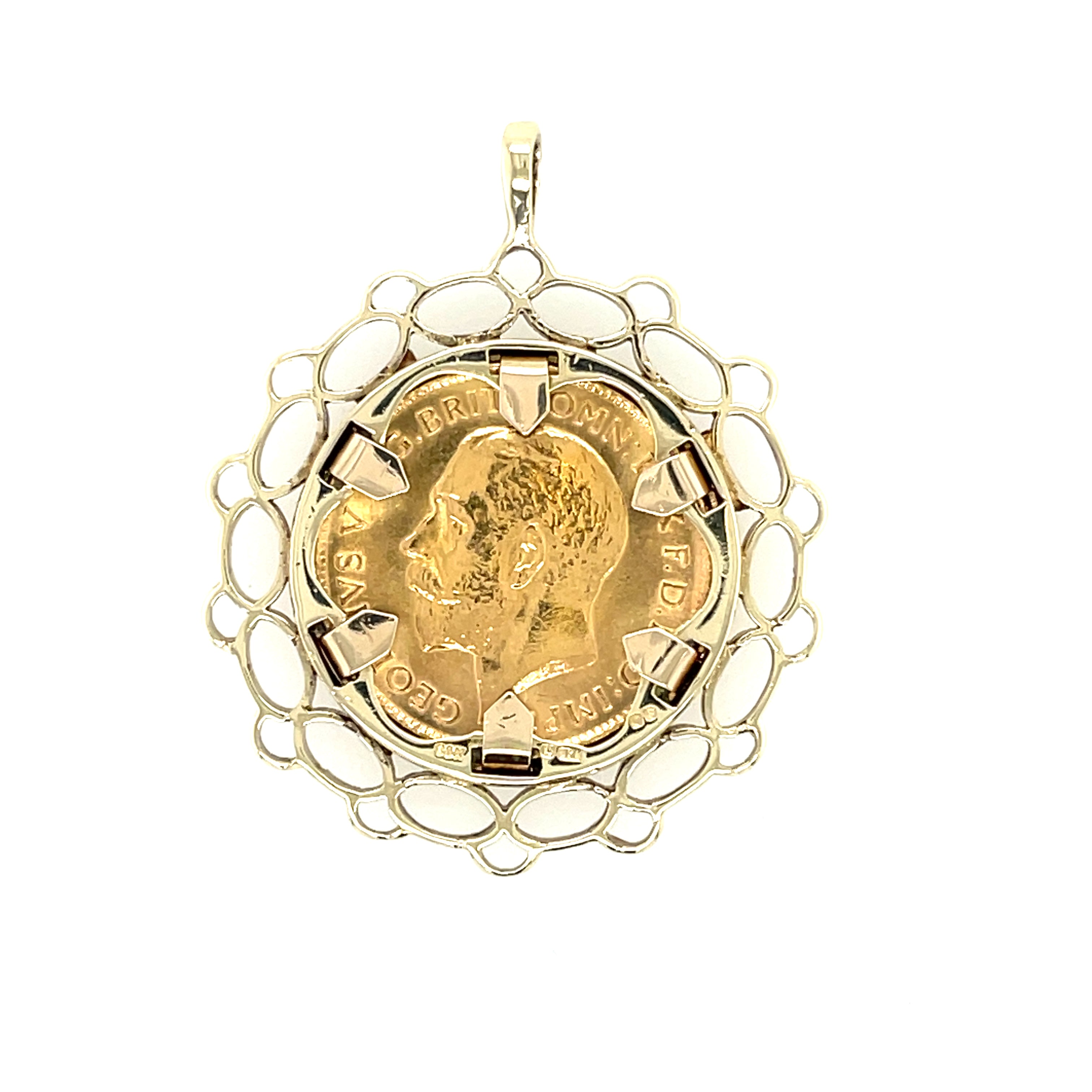 1913 George V Half Sovereign Coin & 9ct Gold  Pendant Mount