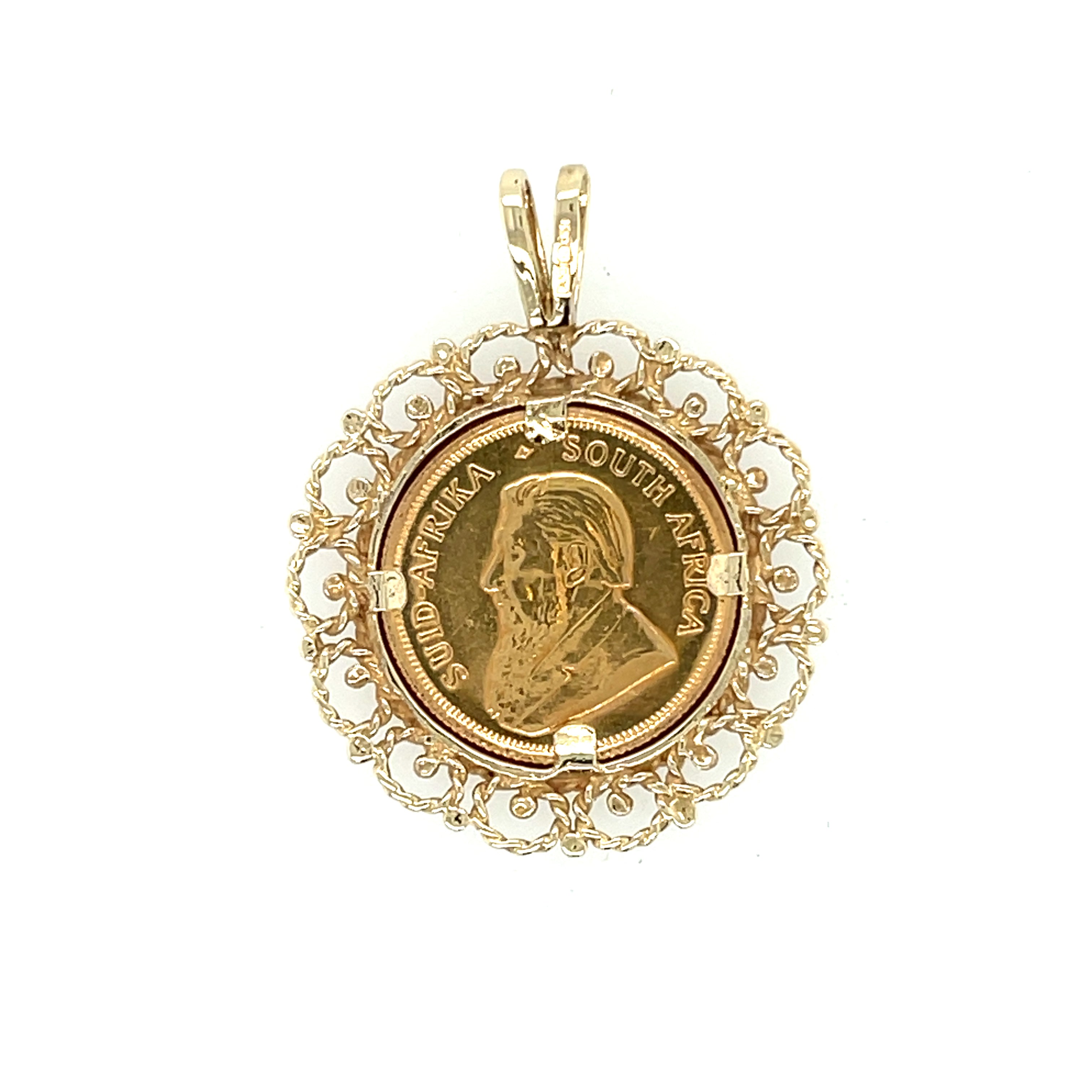 1980 Tenth (1/10) Krugerrand & 9ct Gold Rope Pendant Mount & Belcher Chain SOLD