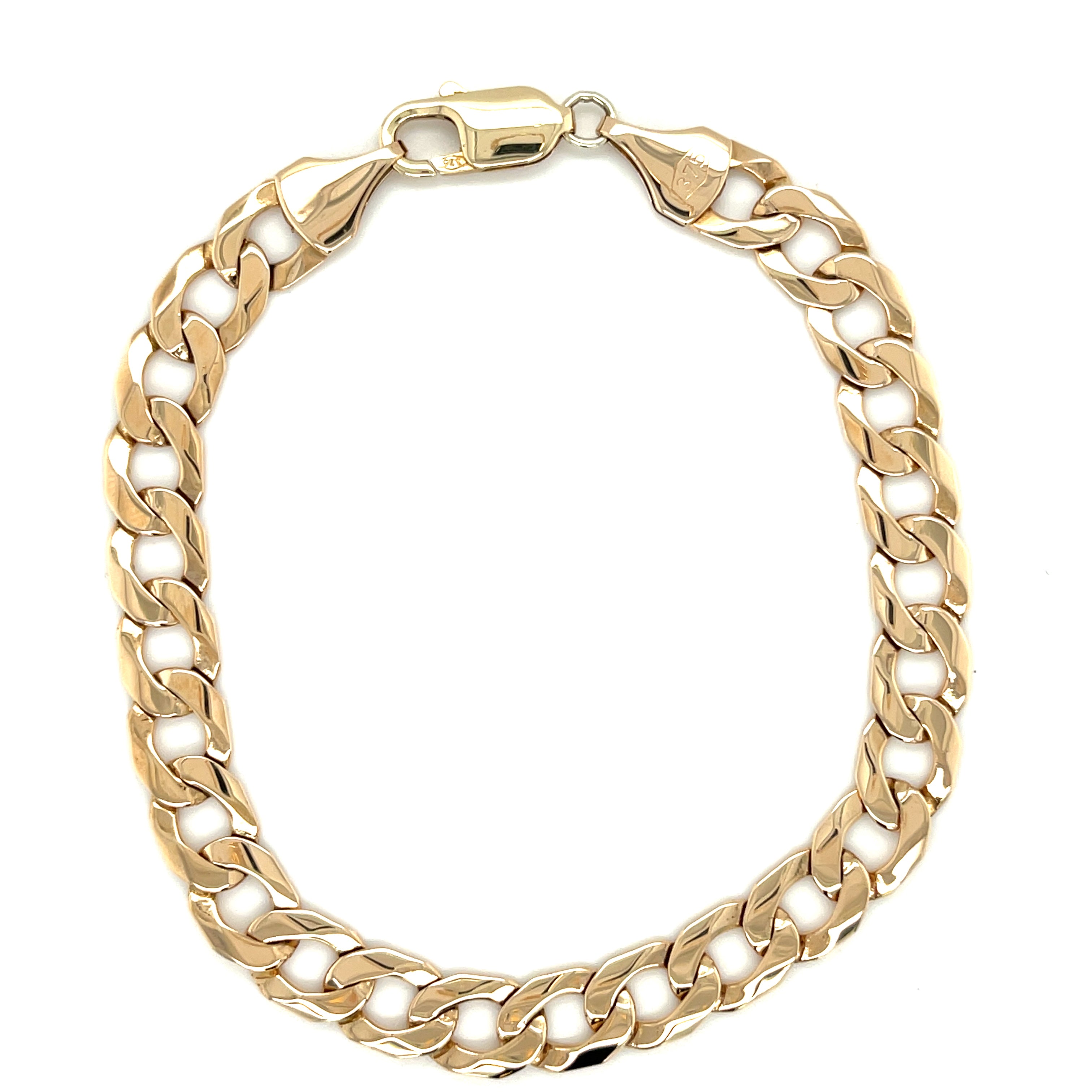 9ct Yellow Gold 8.5 Inch Flat Curb Link Bracelet - 13.65g SOLD