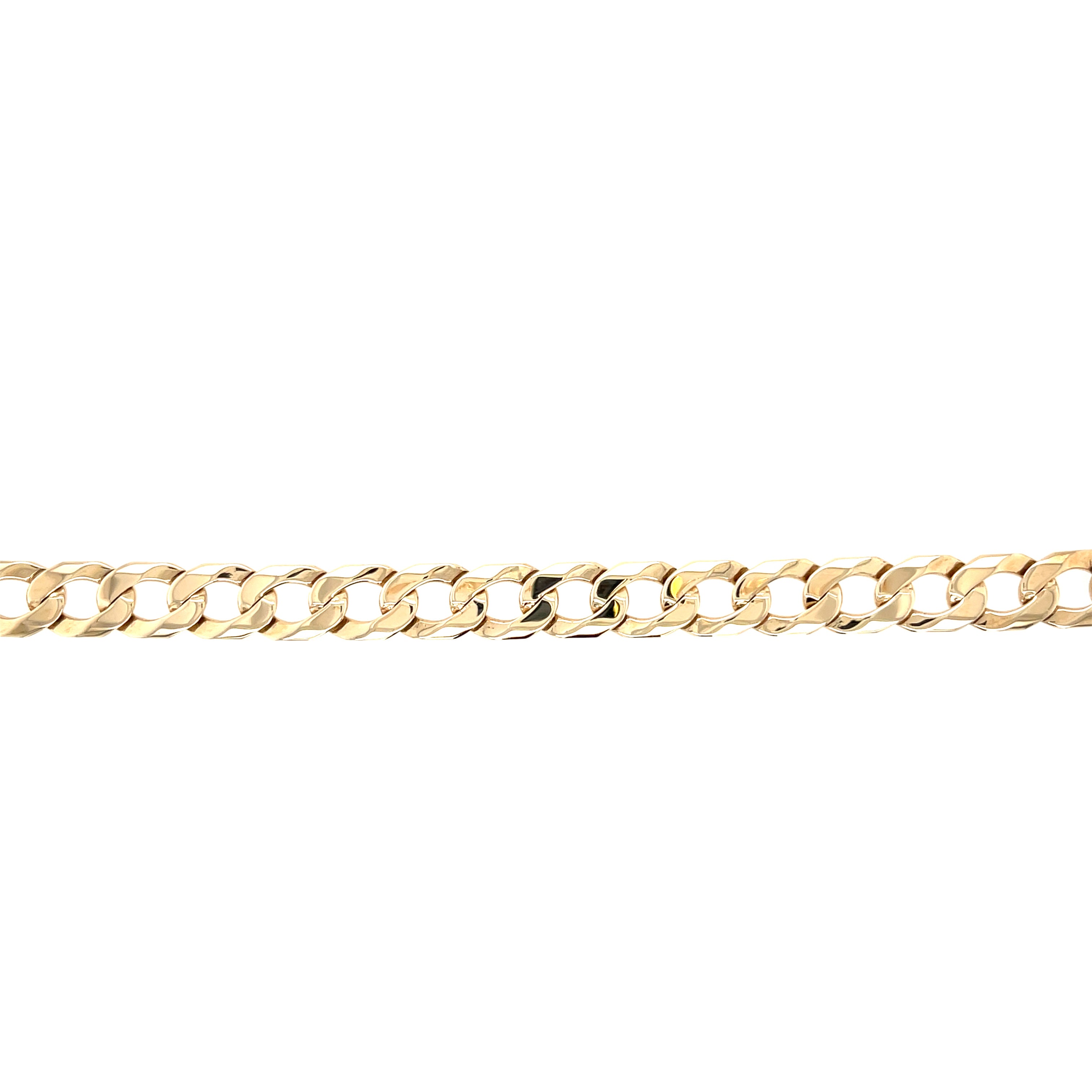 9ct Yellow Gold 8.5 Inch Flat Curb Link Bracelet - 13.65g SOLD