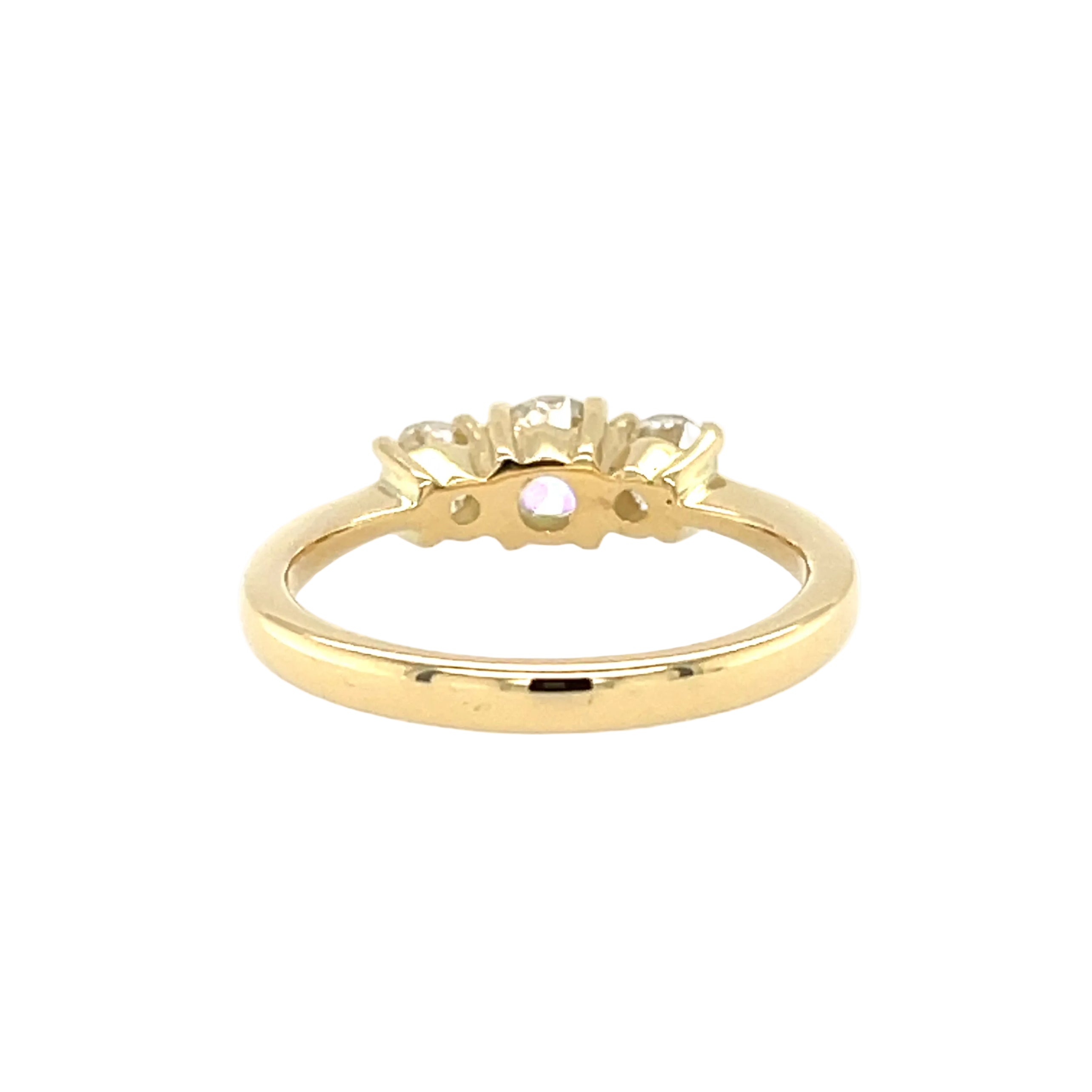 18ct Yellow Gold 1.06ct Old Mine Cut Diamond Three Stone Ring