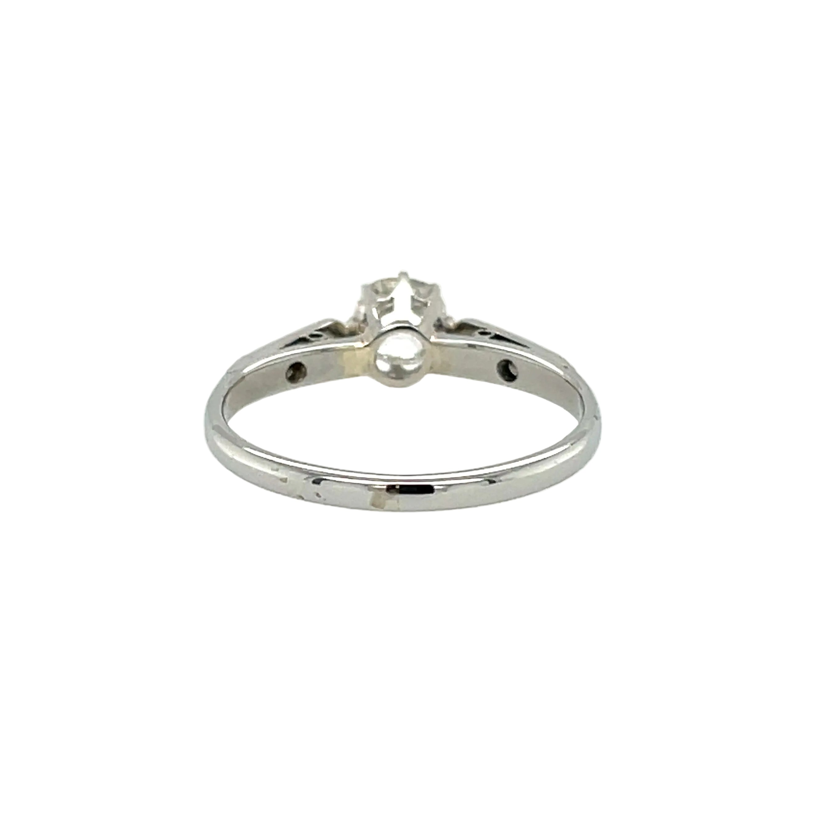 Antique 18ct White Gold & Platinum 0.50ct Old Mine Cut Diamond Solitaire Ring